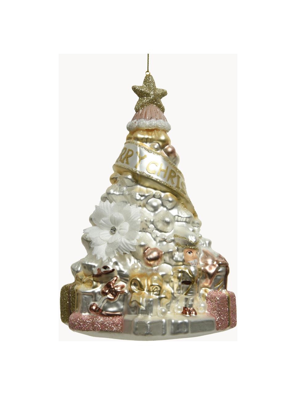 Décoration de sapin de Noël Mery, Verre, Doré, tons cuivre, blanc, Ø 12 x haut. 17 cm