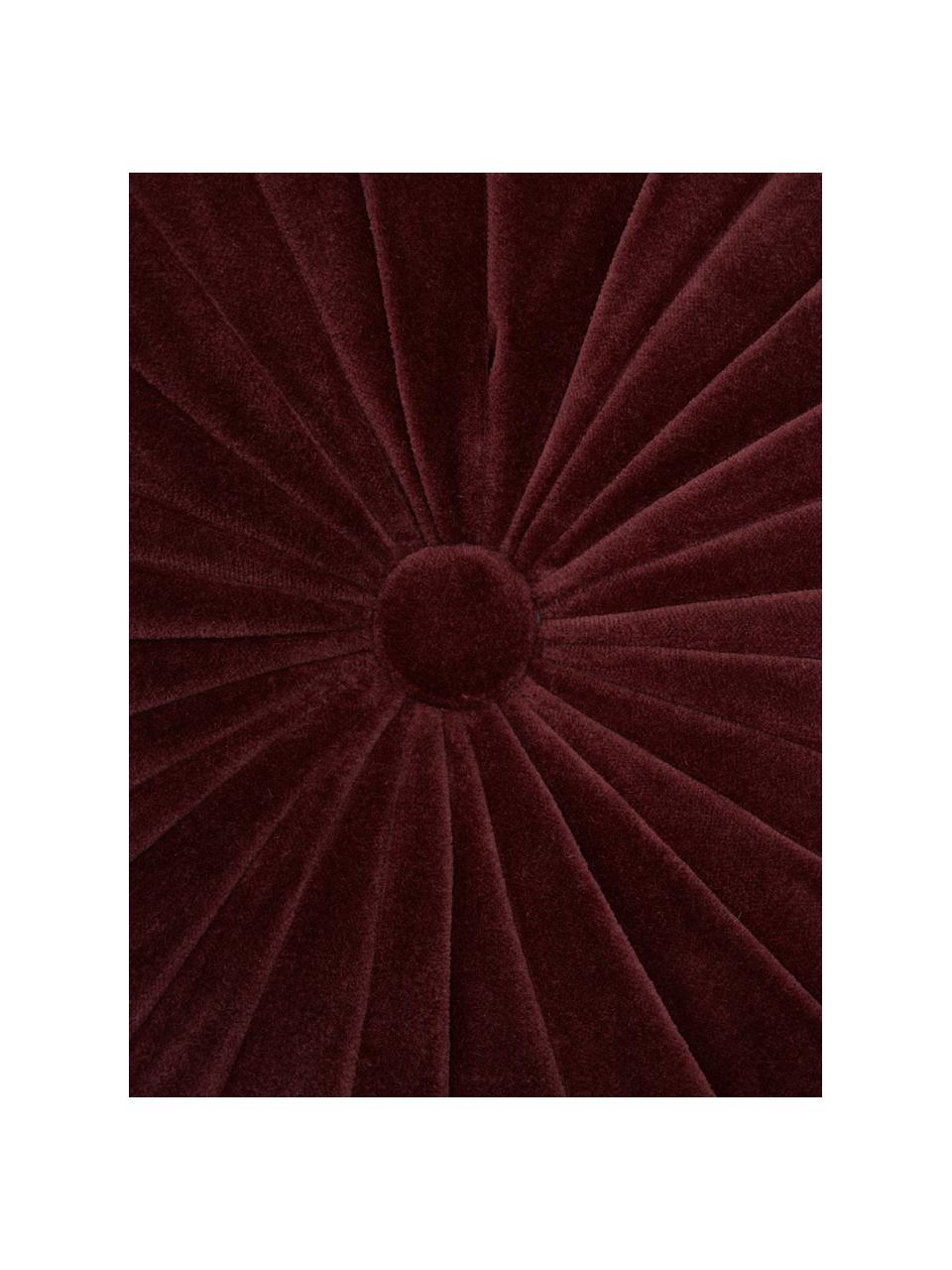 Coussin rond velours lie de vin Kanan, Lie de vin, Ø 40 cm