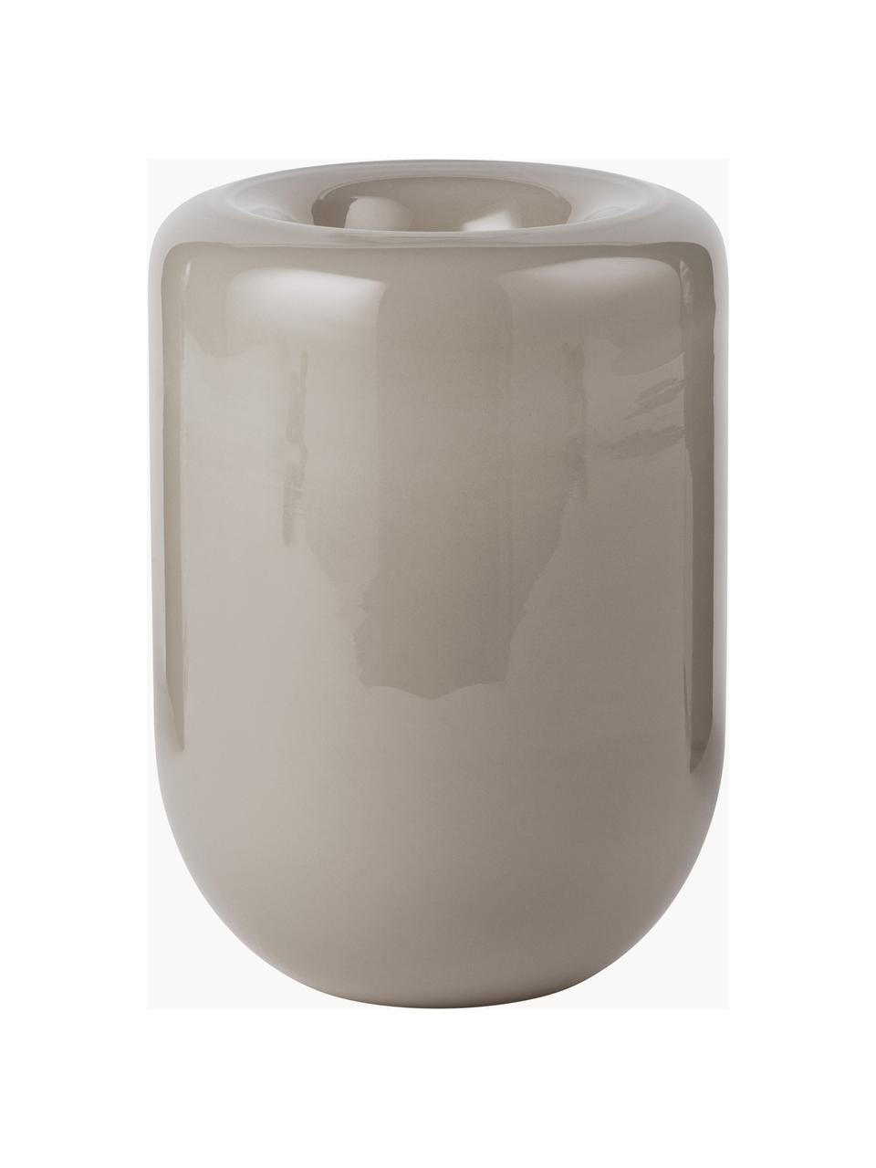 Mundgeblasene Glas-Vase Opal, H 20 cm, Glas, mundgeblasen, Greige, Ø 14 x H 20 cm