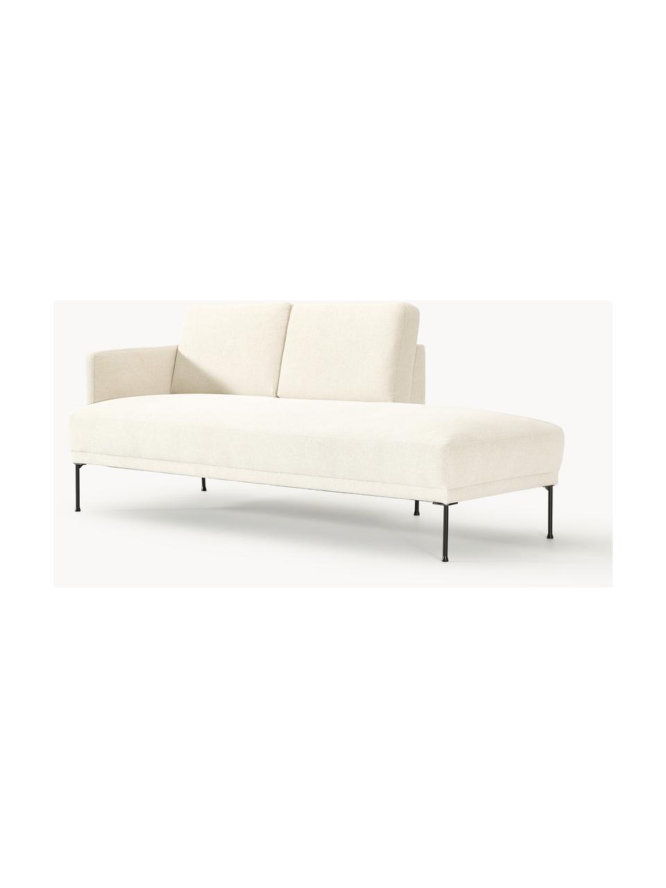 Chaise longue Fluente, Bekleding: 100% polyester Met 80.000, Frame: massief grenenhout, berke, Poten: metaal, gepoedercoat Dit , Geweven stof gebroken wit, B 202 x D 85 cm, rugleuning links