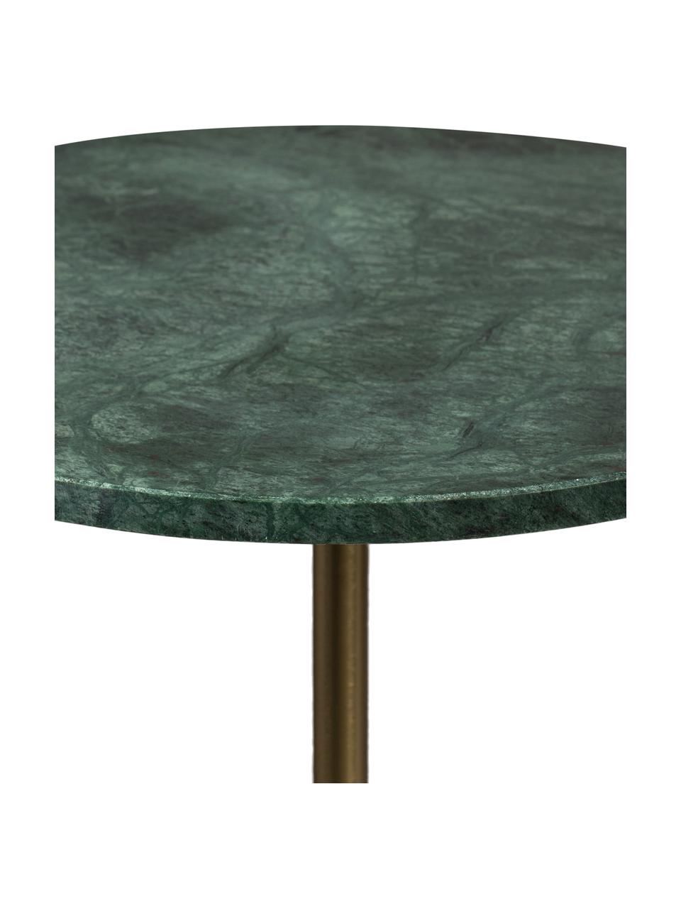 Okragły stolik pomocniczy z marmuru Gunnar, Noga: metal malowany proszkowo, Zielony, marmurowy, Ø 38 x W 65 cm