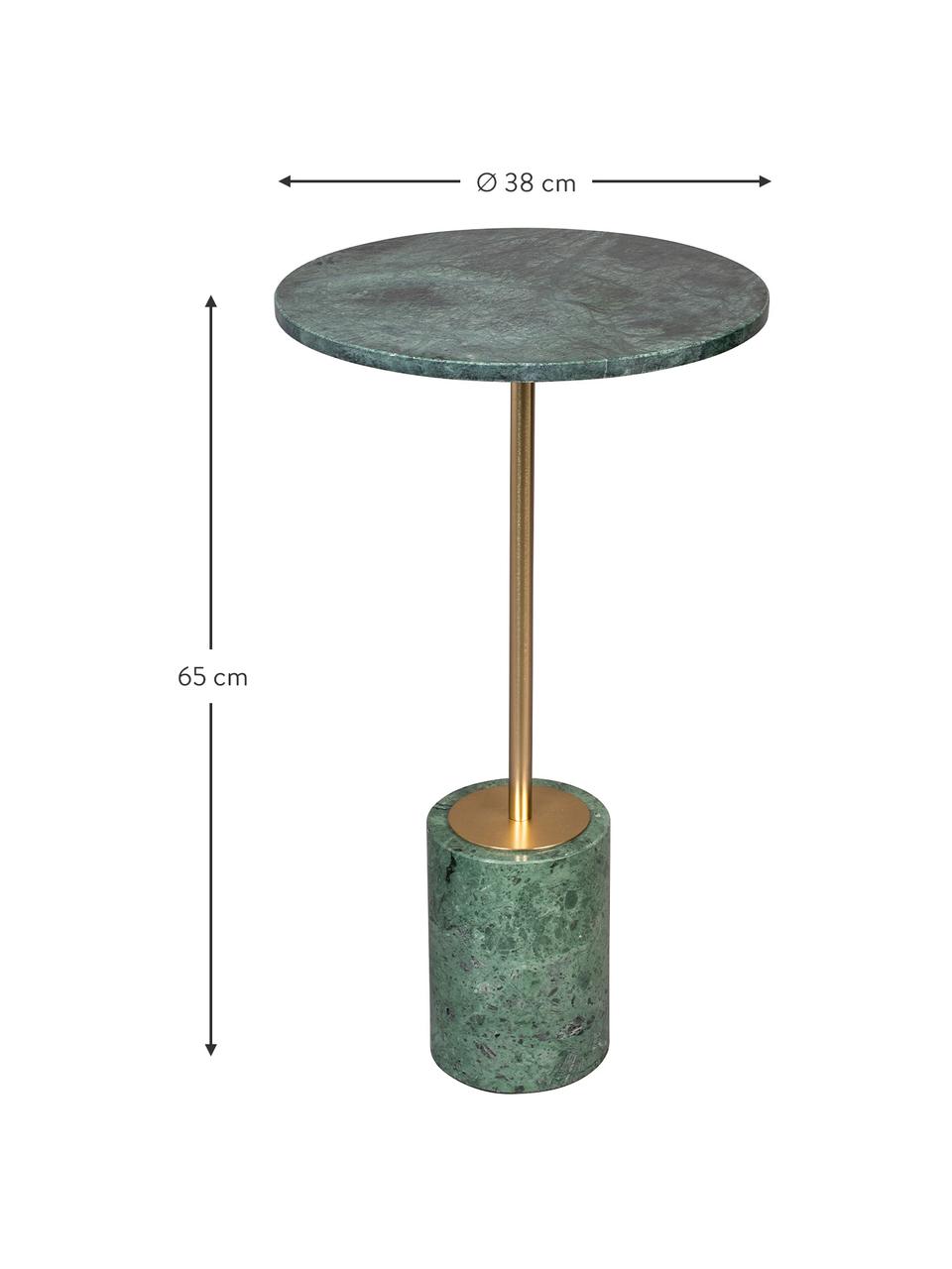 Okragły stolik pomocniczy z marmuru Gunnar, Noga: metal malowany proszkowo, Zielony, marmurowy, Ø 38 x W 65 cm