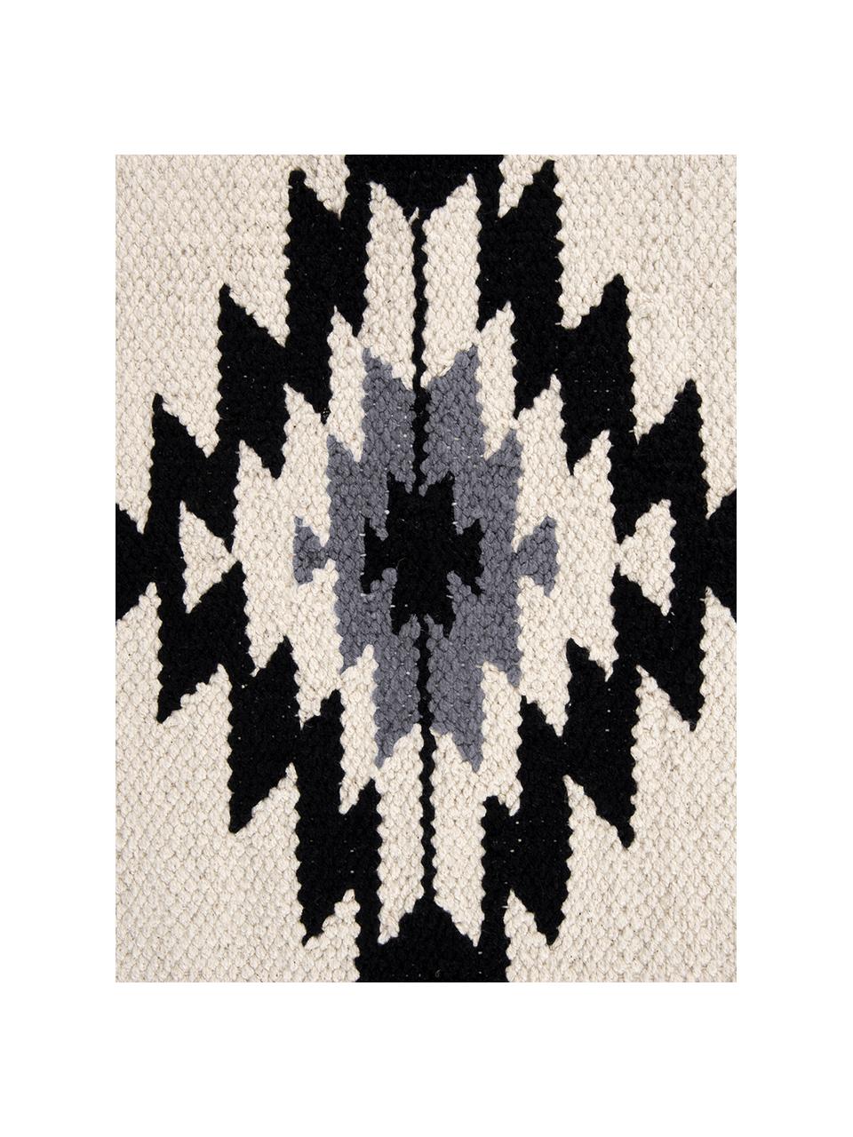 Geweven kussenhoes Toluca in ethno stijl, 100% katoen, Zwart, beige, grijs, 45 x 45 cm