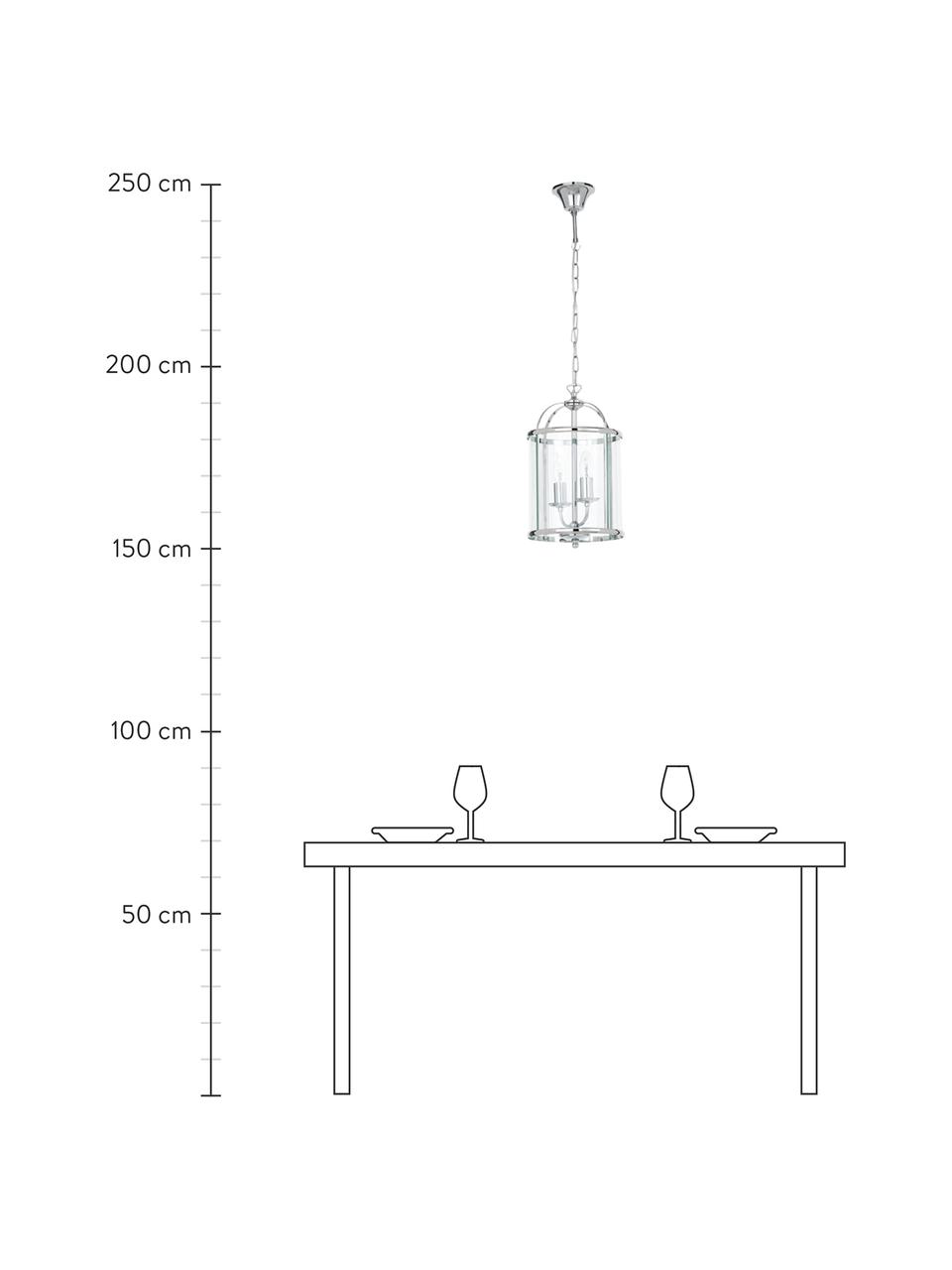 Kleine Pendelleuchte Budgie aus Glas, Lampenschirm: Glas, Baldachin: Nickel, verchromt, Chrom, Transparent, Ø 23 x H 41 cm