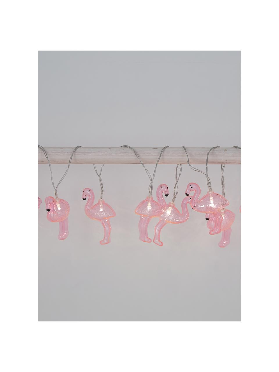 LED lichtslinger Flamingo, 230 cm, 10 lampions, Lampions: kunststof, Roze, L 230 cm