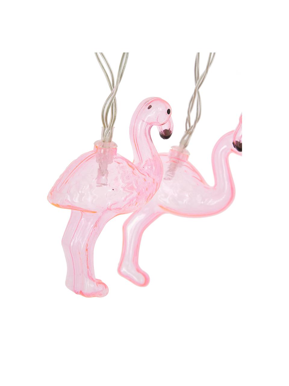 LED-Lichterkette Flamingo, 230 cm, 10 Lampions, Lampions: Kunststoff, Rosa, L 230 cm