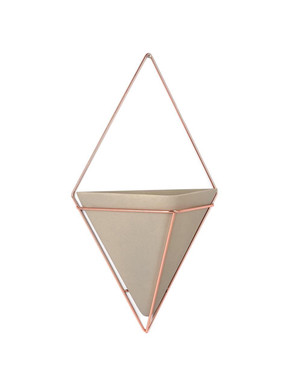 Vase mural béton Trigg, Couleur cuivre, beige, larg. 22 x haut. 38 cm