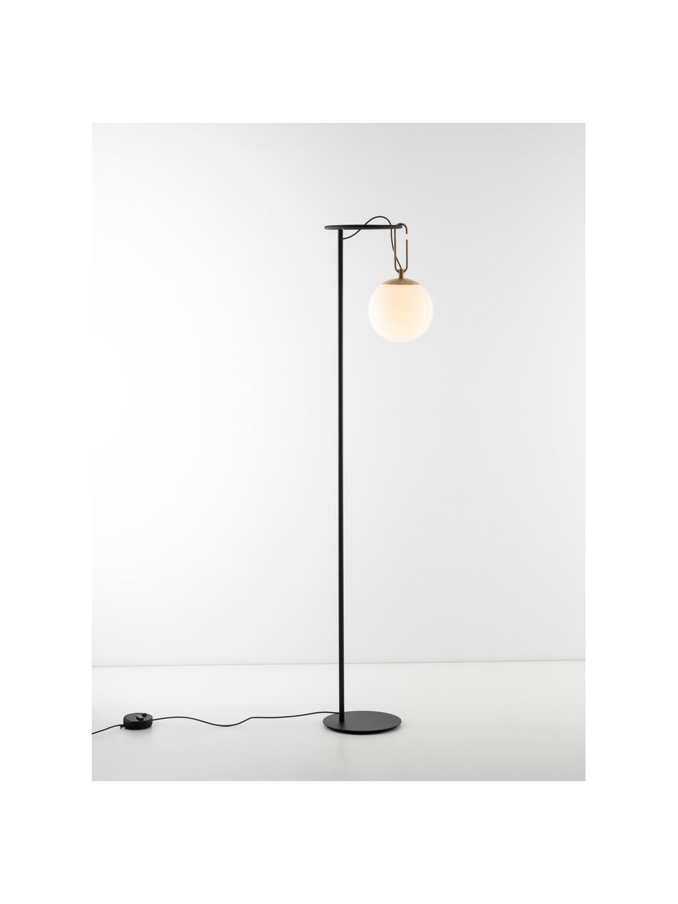 Lampa podłogowa ze szkła dmuchanego nh, Stelaż: aluminium powlekane, Biały, czarny, W 172 cm