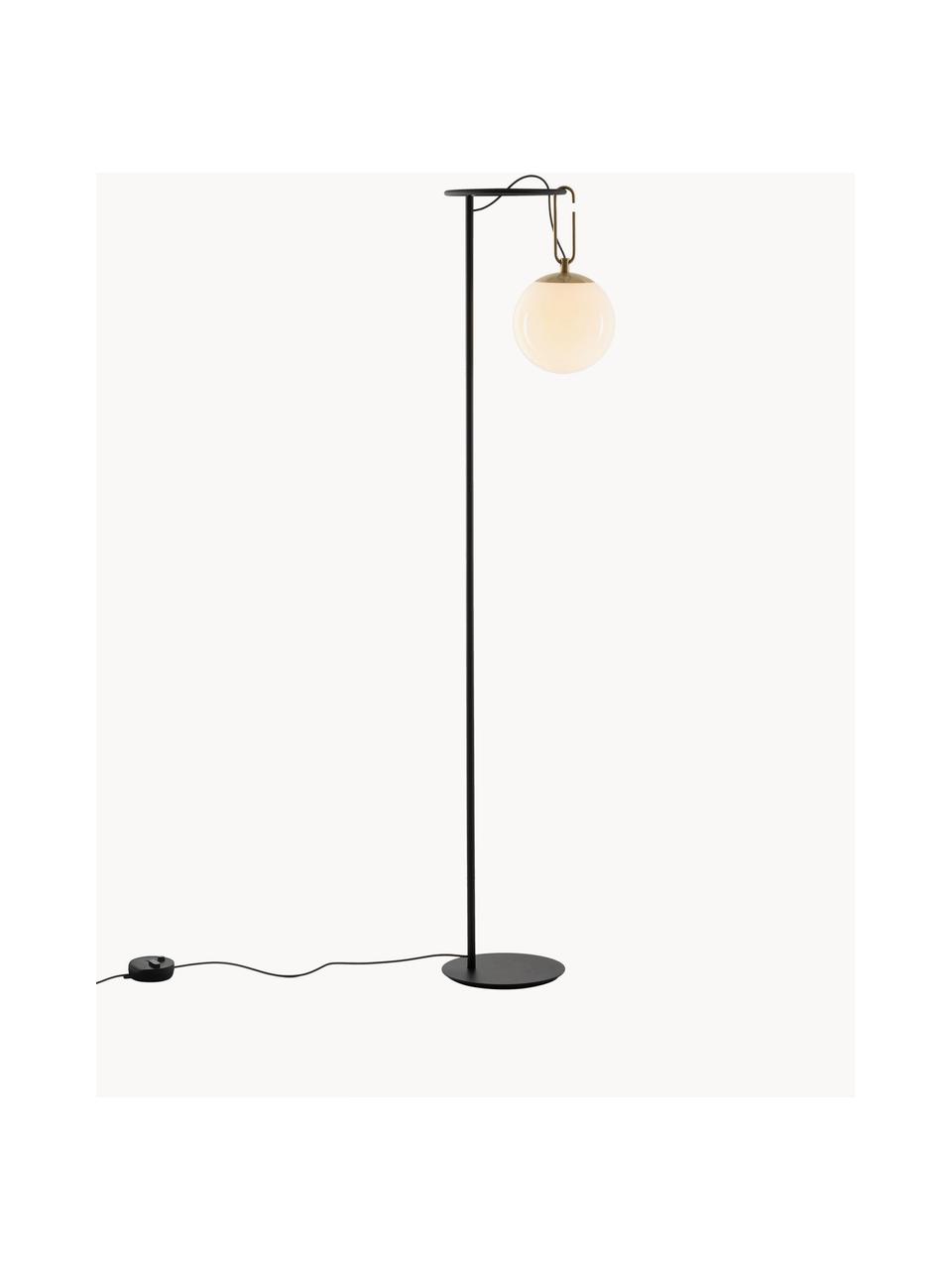 Lampa podłogowa ze szkła dmuchanego nh, Stelaż: aluminium powlekane, Biały, czarny, W 172 cm