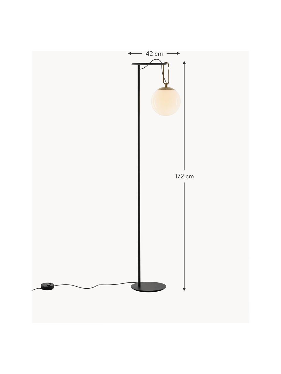 Lampa podłogowa ze szkła dmuchanego nh, Stelaż: aluminium powlekane, Biały, czarny, W 172 cm