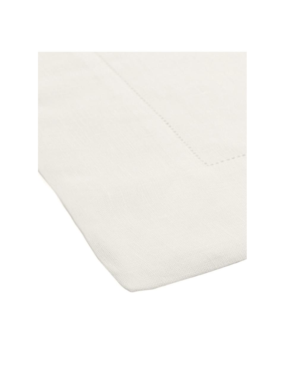 Linnen tafelkleed Alanta met open zoom, Crèmewit, Voor 4 - 6 personen (B 130 x L 170 cm)