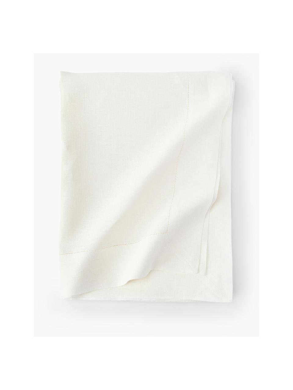 Nappe pur lin avec ourlet Alanta, Blanc cassé, 4-6 personnes (long. 170 x larg. 130 cm)