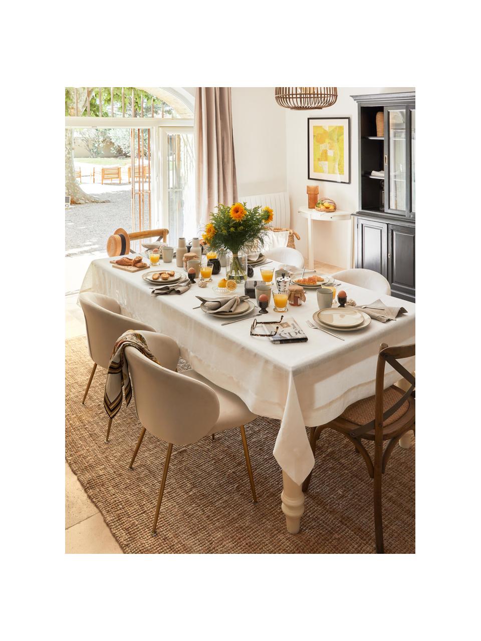 Leinen-Tischdecke Alanta mit Hohlsaum, Off White, 4-6 Personen (B 130 x L 170 cm)