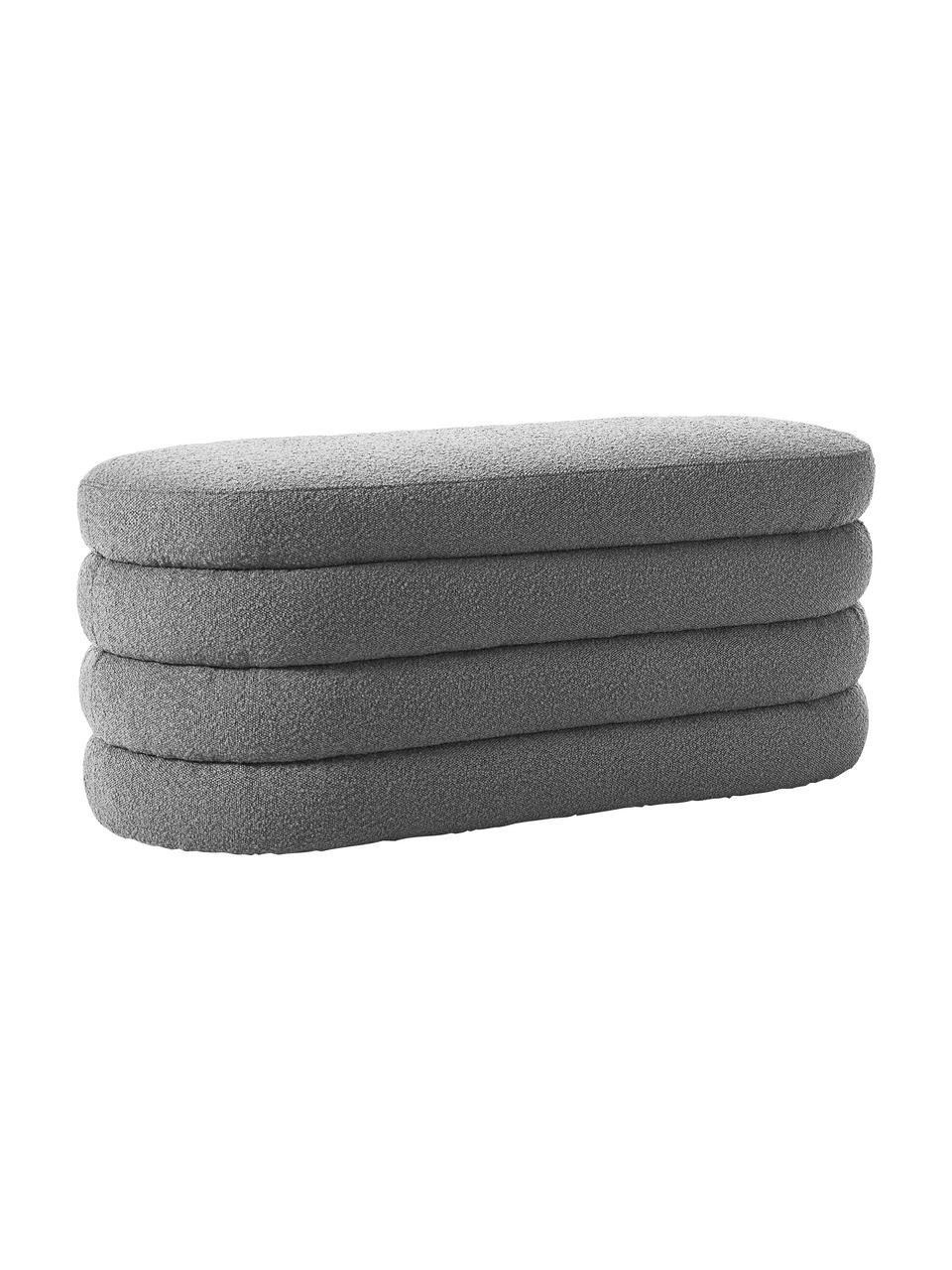 Banco tapizado en tejido bouclé Alto, Tapizado: tejido bouclé (100% polié, Estructura: madera de pino maciza, ma, Bouclé gris, An 110 x Al 47 cm