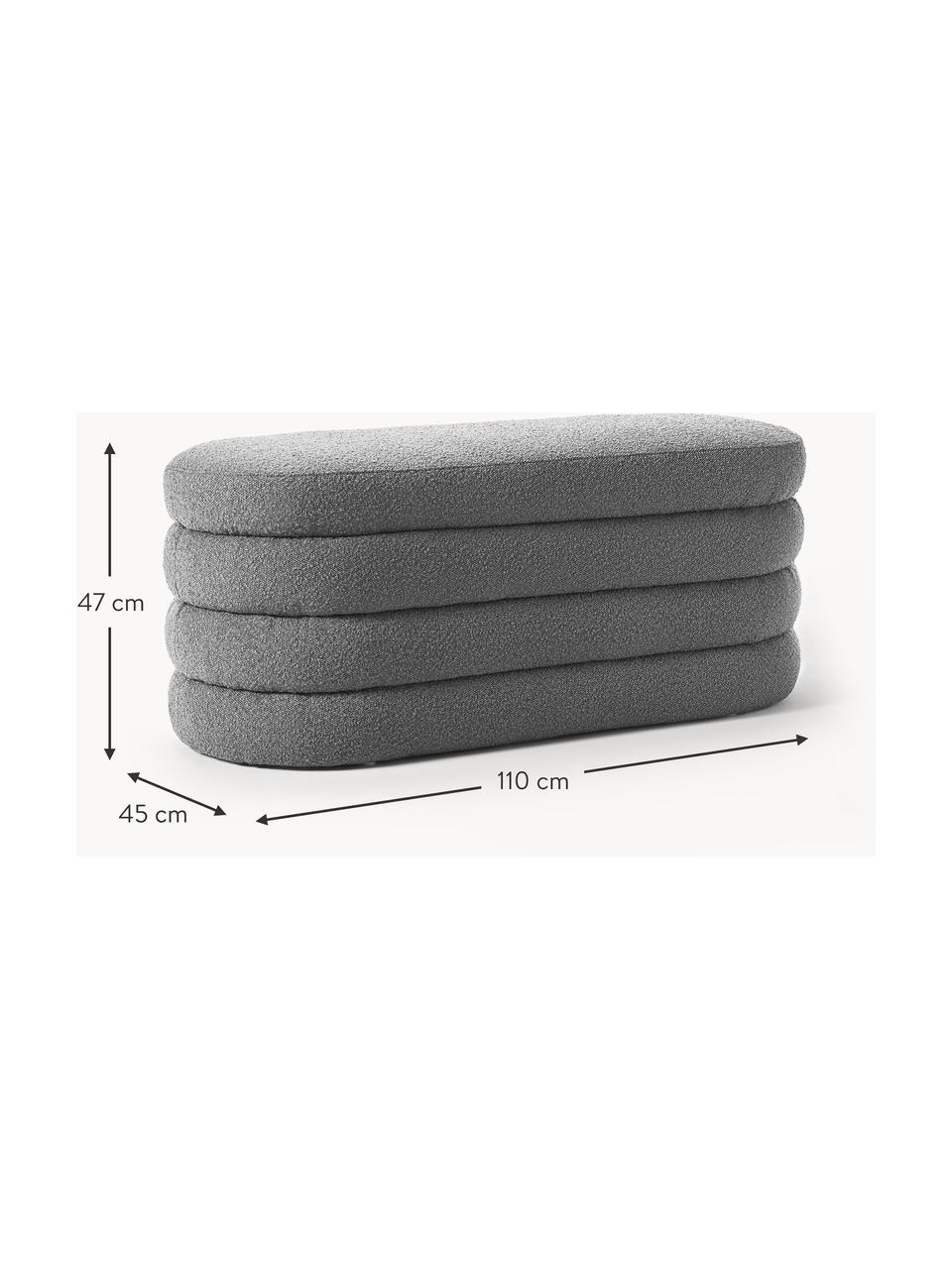 Bouclé-Polsterbank Alto, Bezug: Bouclé (100 % Polyester) , Gestell: Massives Kiefernholz, Spe, Bouclé Dunkelgrau, B 110 x H 47 cm