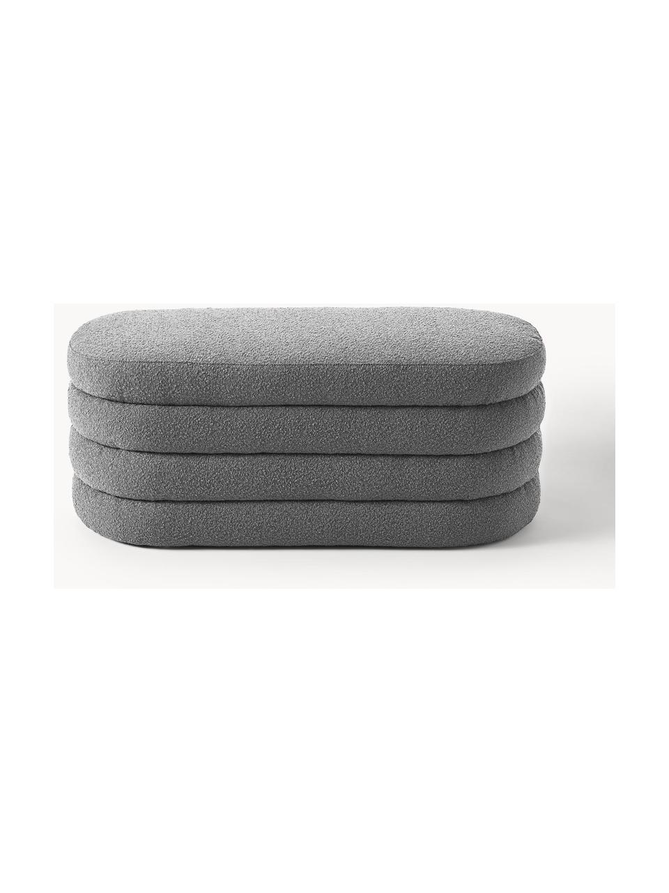 Banquette en tissu bouclé Alto, Bouclé gris foncé, larg. 110 x haut. 47 cm