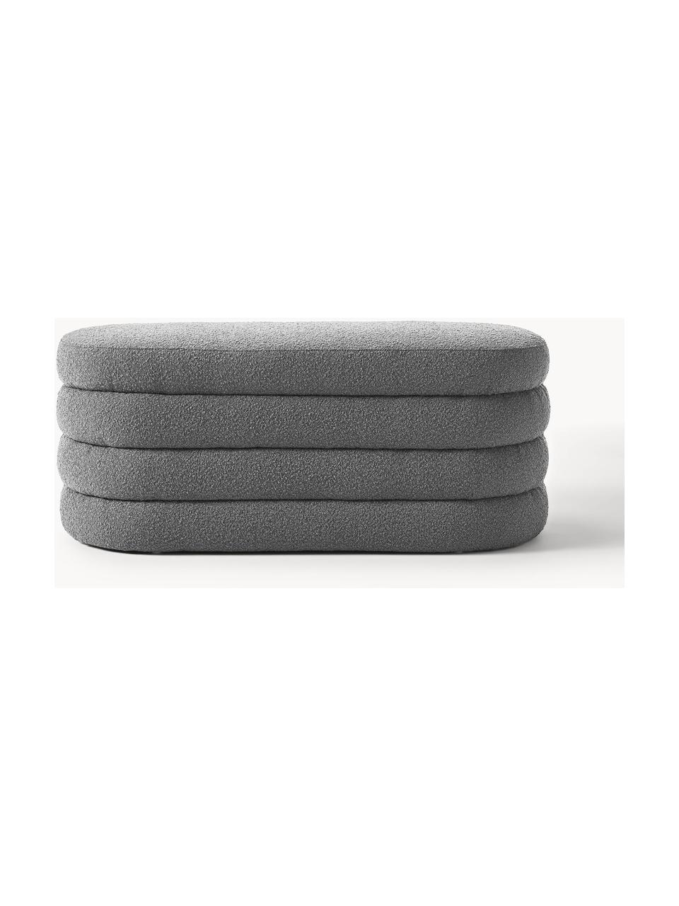 Banquette en tissu bouclé Alto, Bouclé gris foncé, larg. 110 x haut. 47 cm