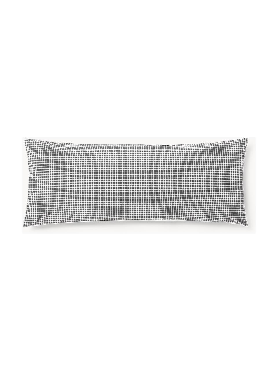 Funda de almohada de seersucker Davey, Gris oscuro, blanco, An 45 x L 110 cm