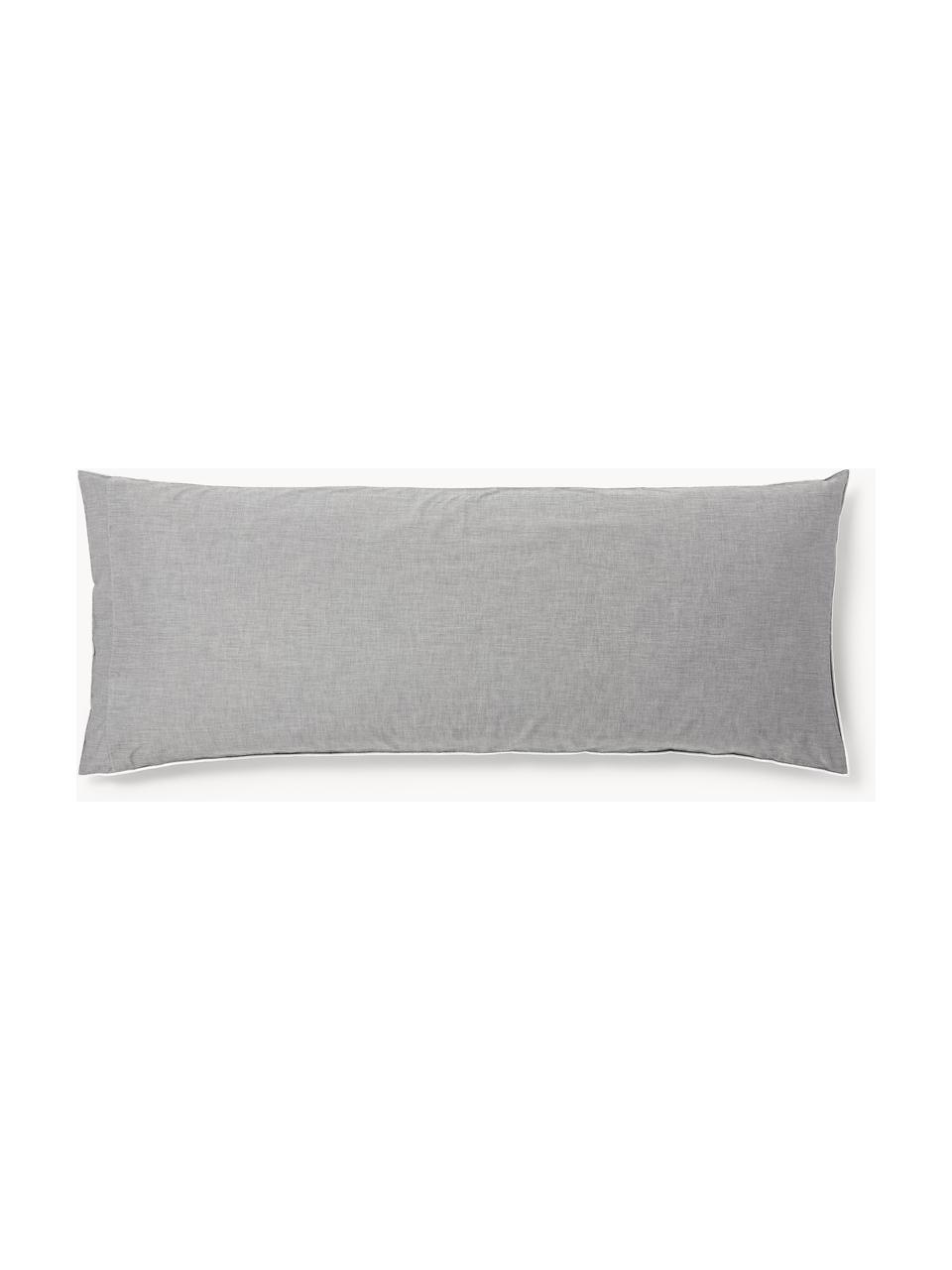 Funda de almohada de seersucker Davey, Gris oscuro, blanco, An 45 x L 110 cm