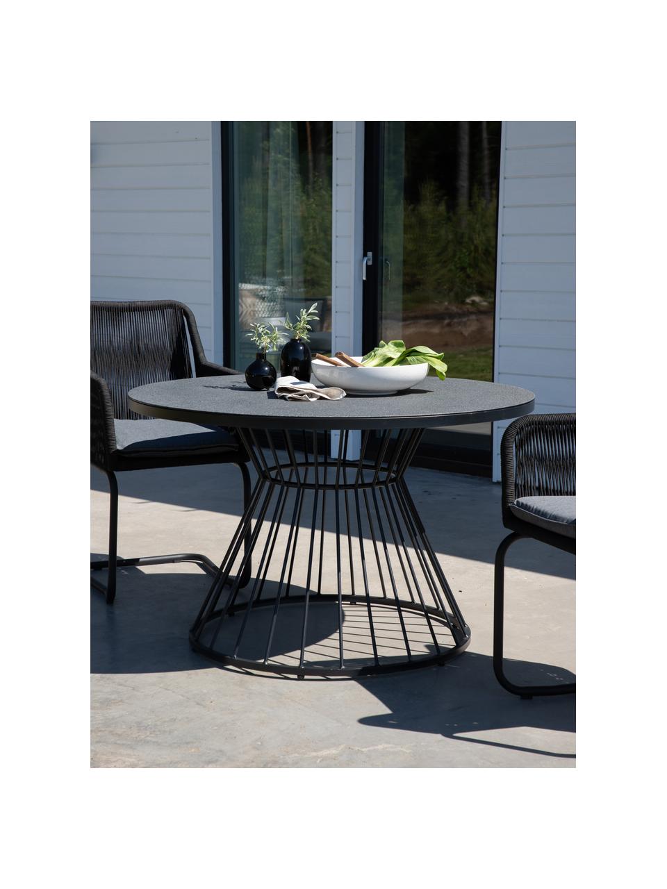 Table de jardin ronde en spraystone Tropea, Ø 110 cm, Noir, Ø 110 x haut. 75 cm