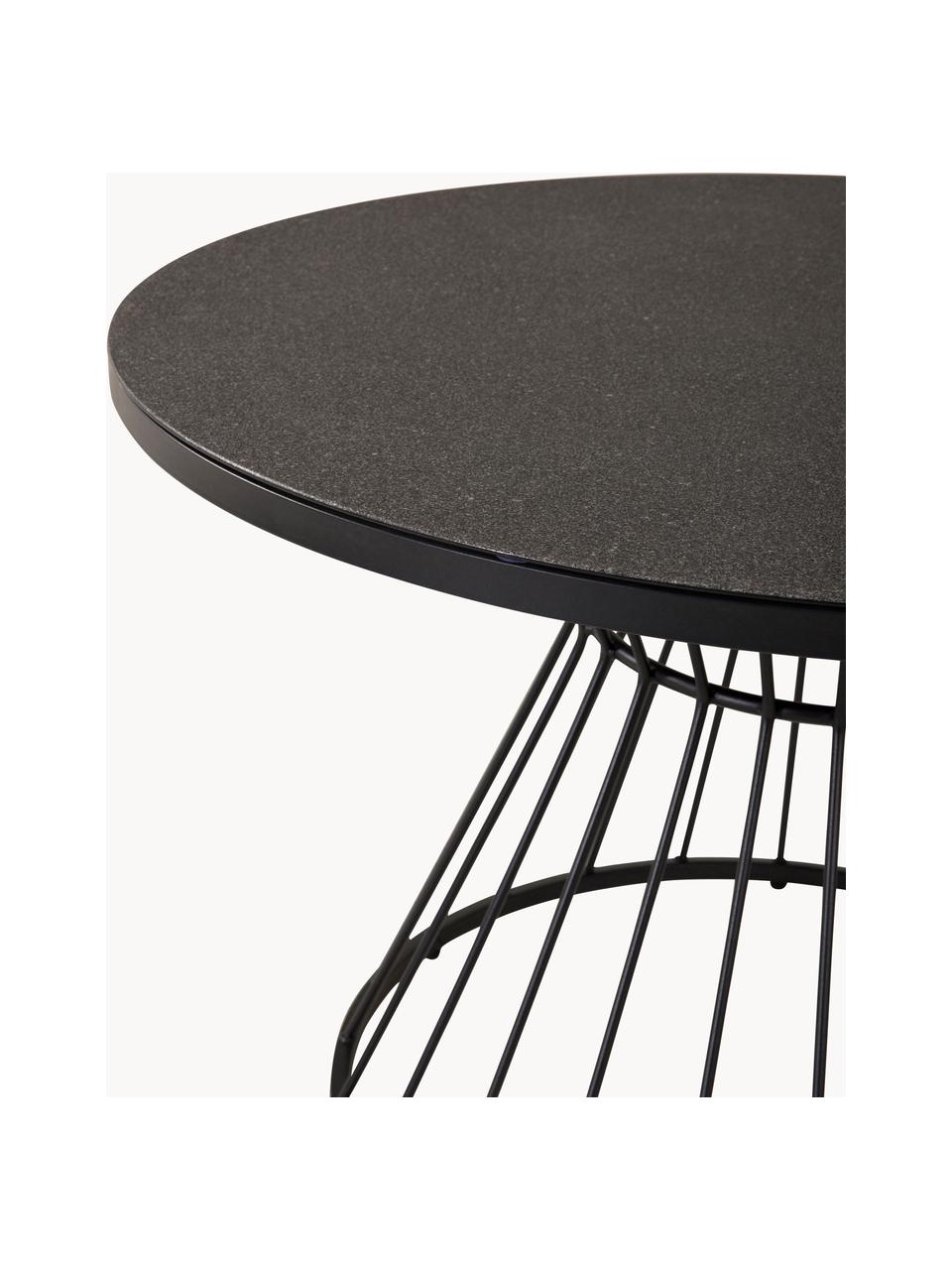 Mesa de comedor redonda con tapa de spraystone Tropea, Ø 110 cm, Negro, Ø 110 x Al 75 cm