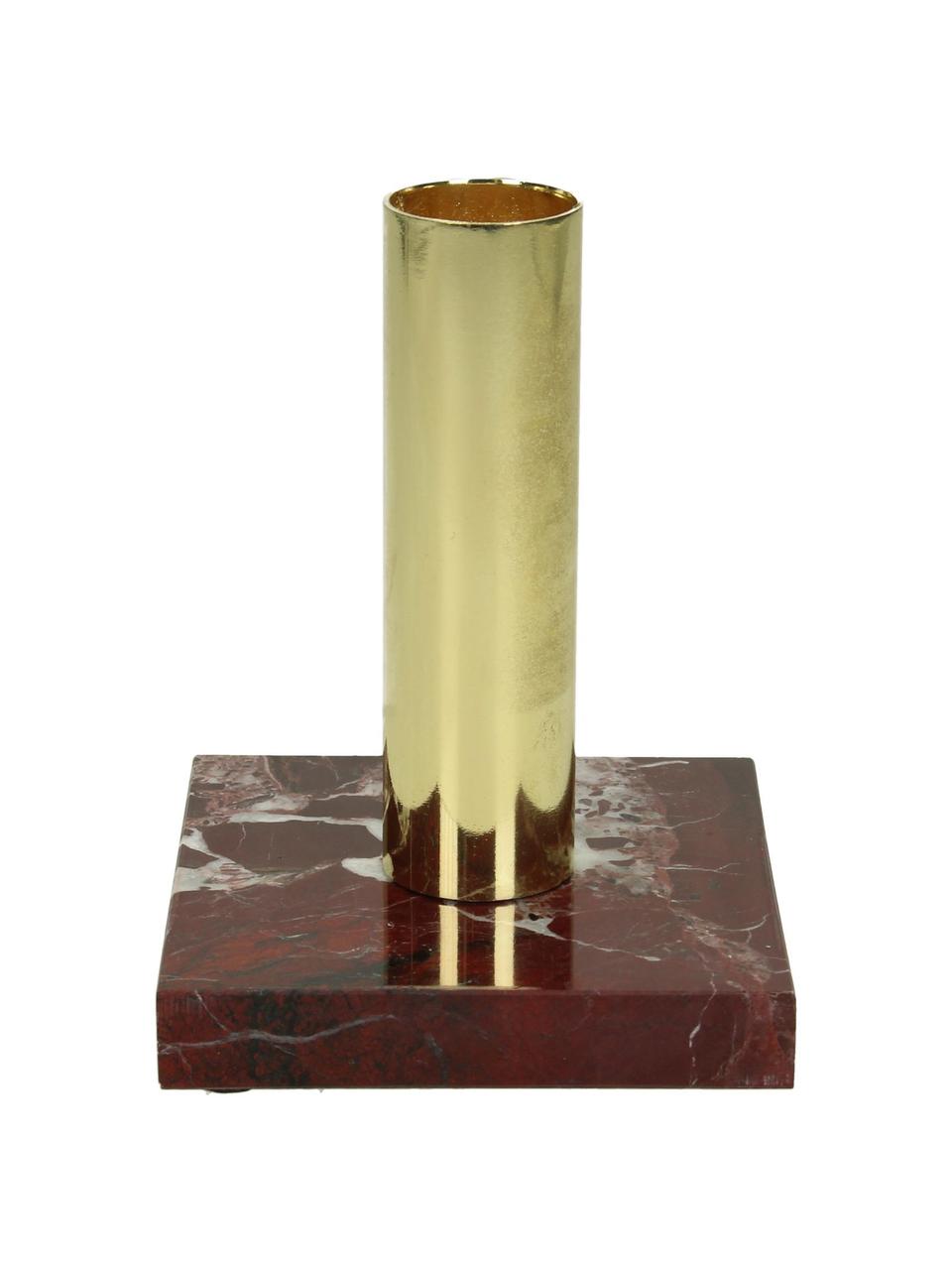 Marmor-Kerzenhalter Maria, Fuß: Marmor, Kerzenhalter: Aluminium, beschichtet, Rot, B 8 x H 11 cm