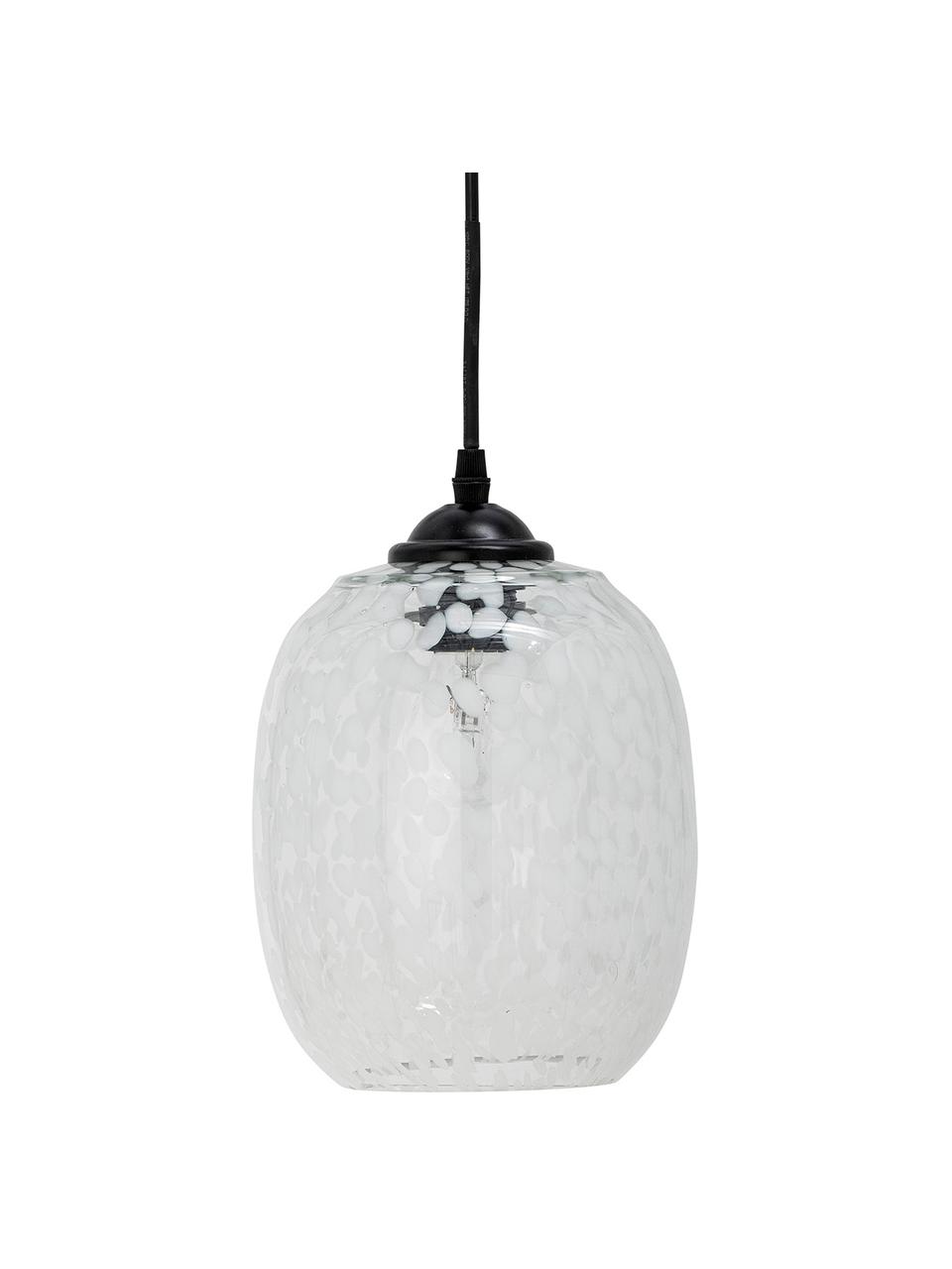 Malé skleněné závěsné svítidlo s puntíkovaným vzorem Gisele, Transparentní, bílá, Ø 18 cm, V 30 cm