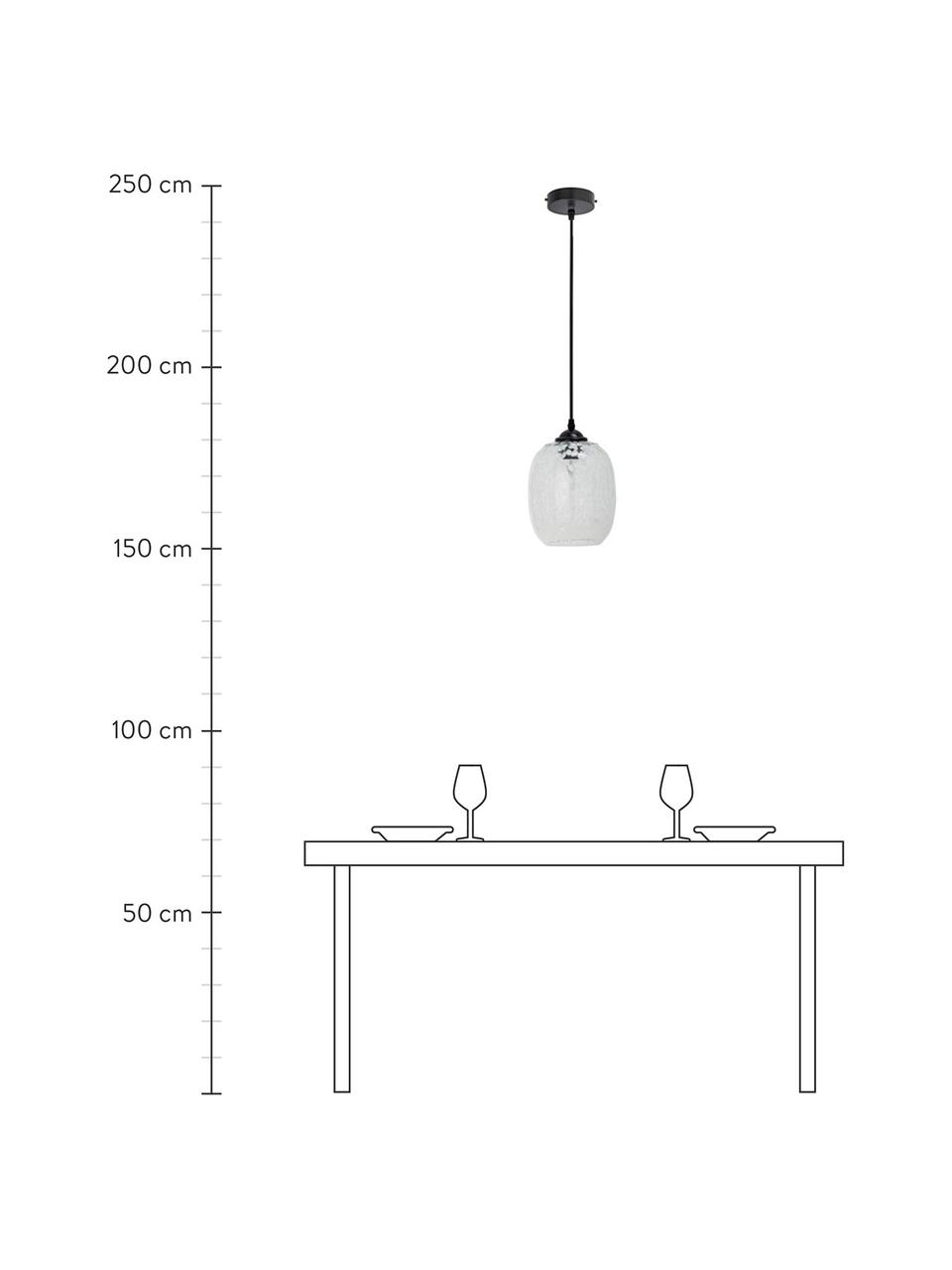 Lámpara de techo pequeña de vidrio Gisele, Pantalla: vidrio, Anclaje: acero recubierto, Cable: plástico, Transparente, blanco, Ø 18 x Al 30 cm