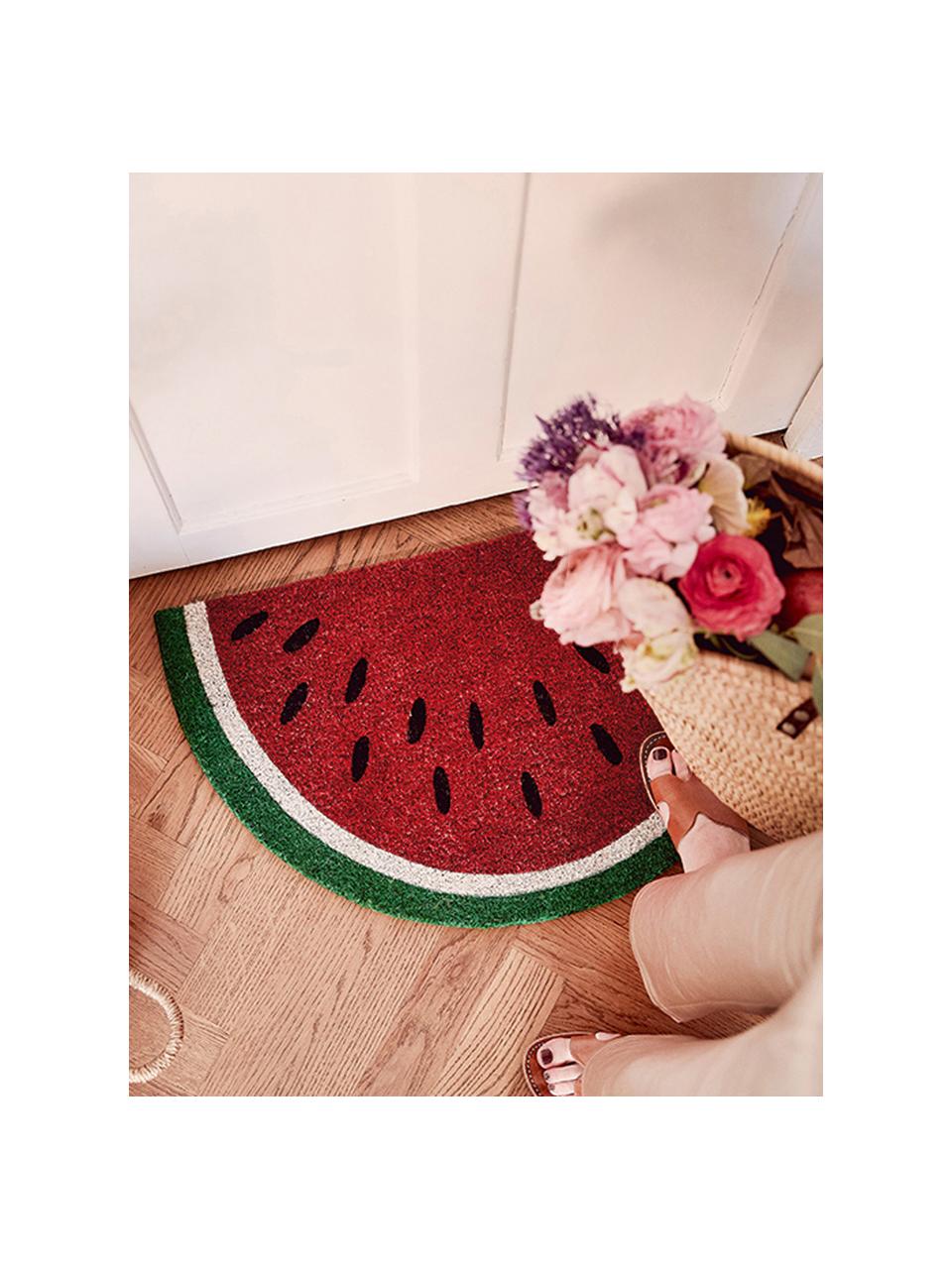 Felpudo Watermelon, Parte superior: fibras de coco, Reverso: plástico (PVC), Multicolor, An 43 x L 71 cm