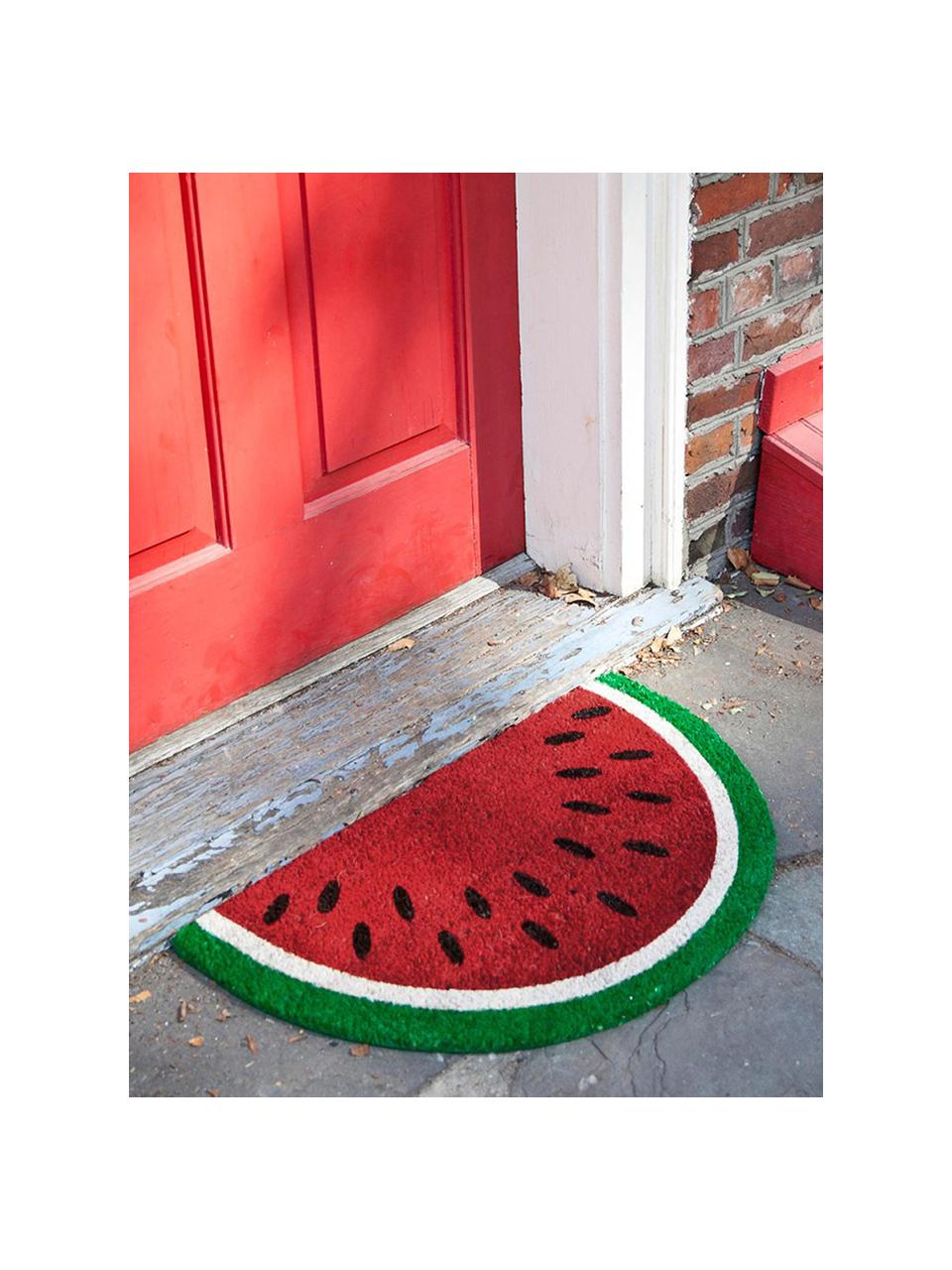 Felpudo Watermelon, Parte superior: fibras de coco, Reverso: plástico (PVC), Multicolor, An 43 x L 71 cm