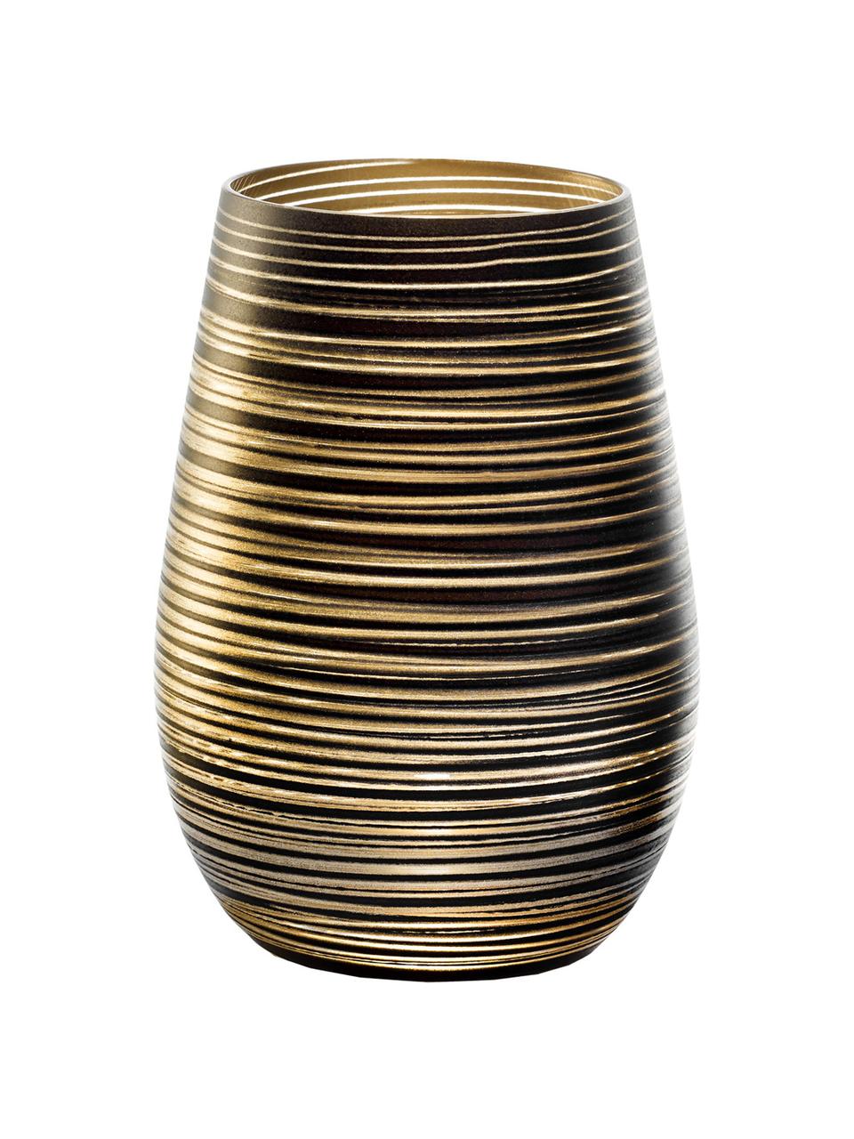 Kristall-Cocktailgläser Twister in Schwarz/Gold, 6 Stück, Kristallglas, beschichtet, Schwarz, Goldfarben, Ø 9 x H 12 cm