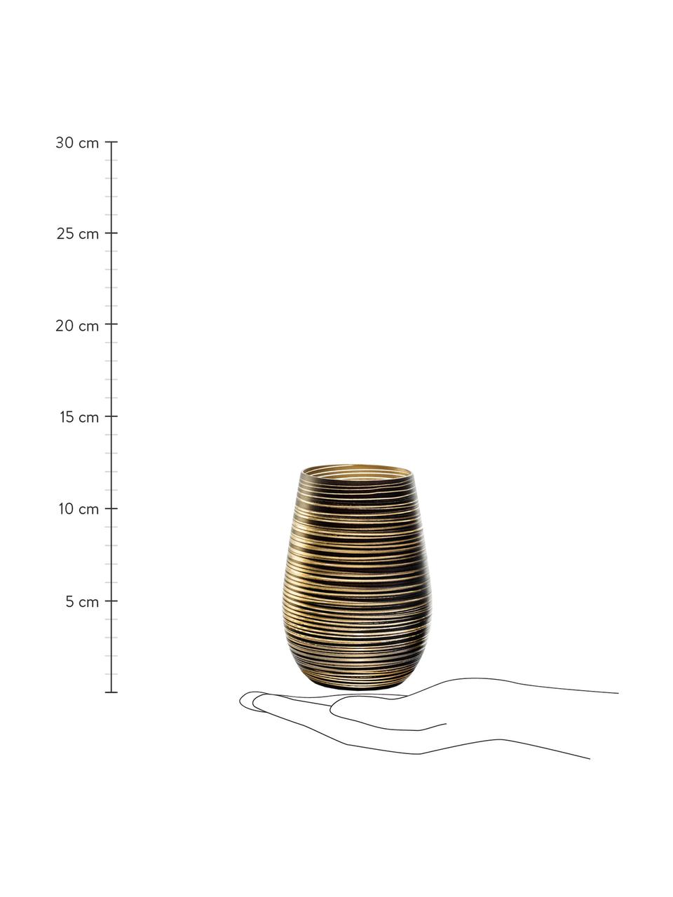 Szklanka do koktajli ze szkła kryształowego Twister, 6 szt., Szkło kryształowe, powlekane, Czarny, odcienie złotego, Ø 9 x W 12 cm, 465 ml