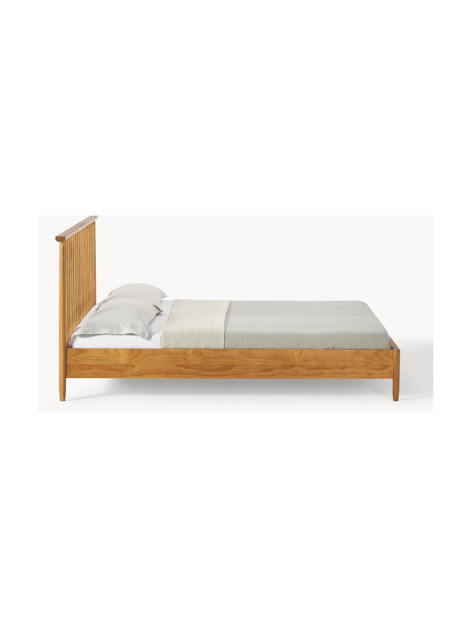 Lit en bois de pin avec tête de lit Windsor, Bois de pin massif, certifié FSC, Bois de pin clair, larg. 160 x long. 200 cm