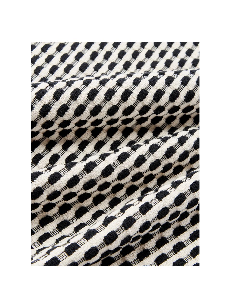 Handdoekenset Juniper met hoog-laag structuur, in verschillende setgroottes, Gebroken wit, zwart, Set van 3 (gastendoekje, handdoekje en douchedoekje)