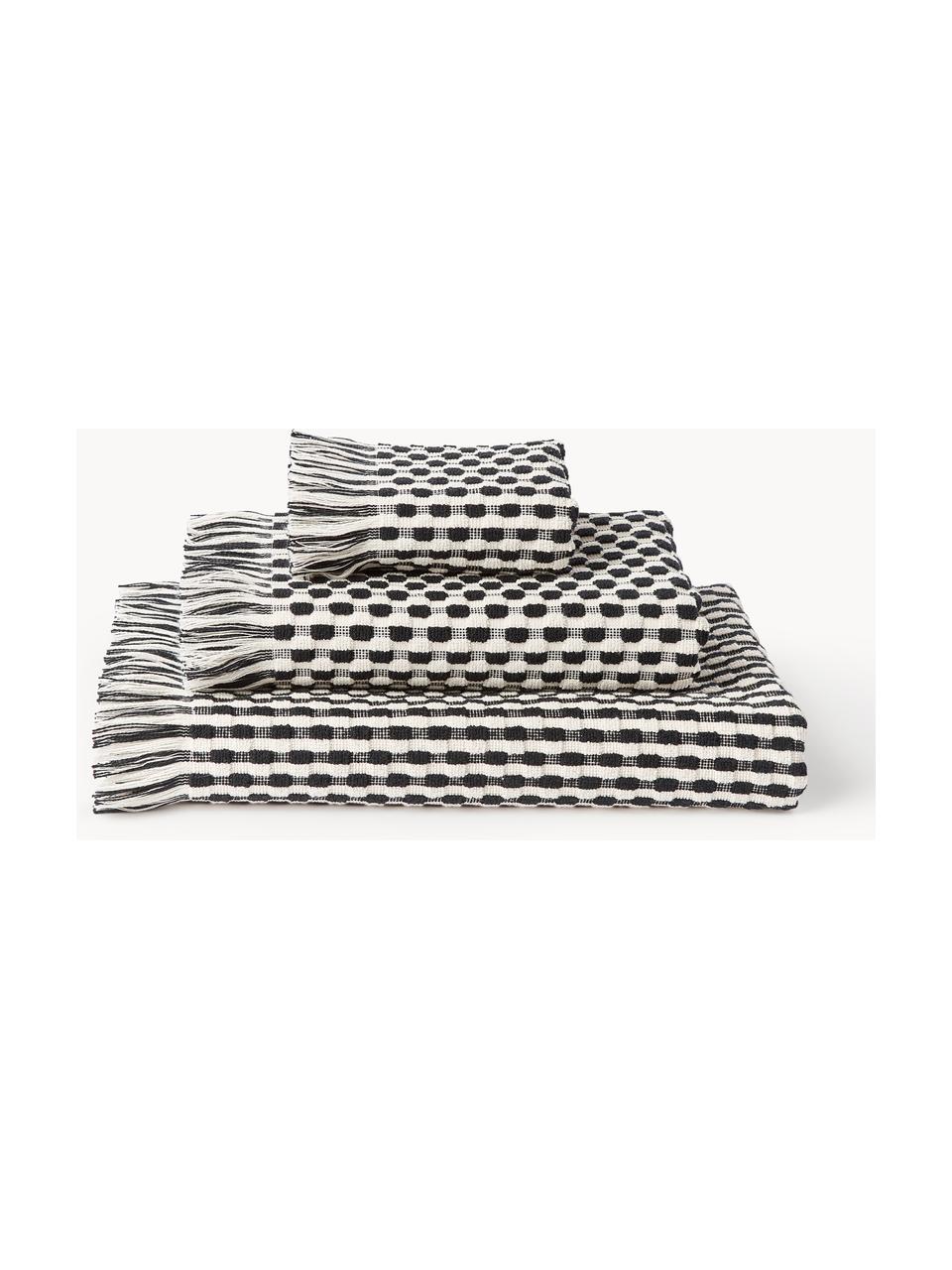 Lot de serviettes de bains texturées Juniper, 3 élém., 100 % coton
Qualité supérieure 600 g/m²

Le matériau est certifié STANDARD 100 OEKO-TEX®, 3883CIT, CITEVE, Blanc cassé, noir, Lot de différentes tailles