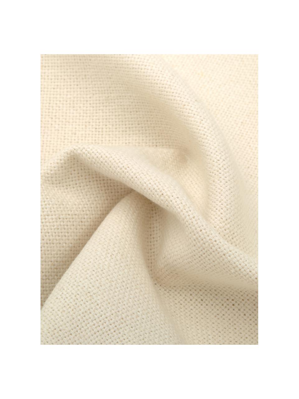 Kissen Prague in Hellbeige mit Fransenabschluss, mit Inlett, Vorderseite: 100% Baumwolle, grob gewe, Rückseite: 100% Baumwolle, Hellbeige, B 40 x L 40 cm