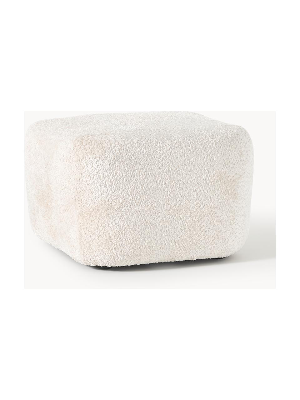 Pouf en peluche-bouclette Wolke, Peluche-bouclette blanc cassé, larg. 64 x haut. 41 cm