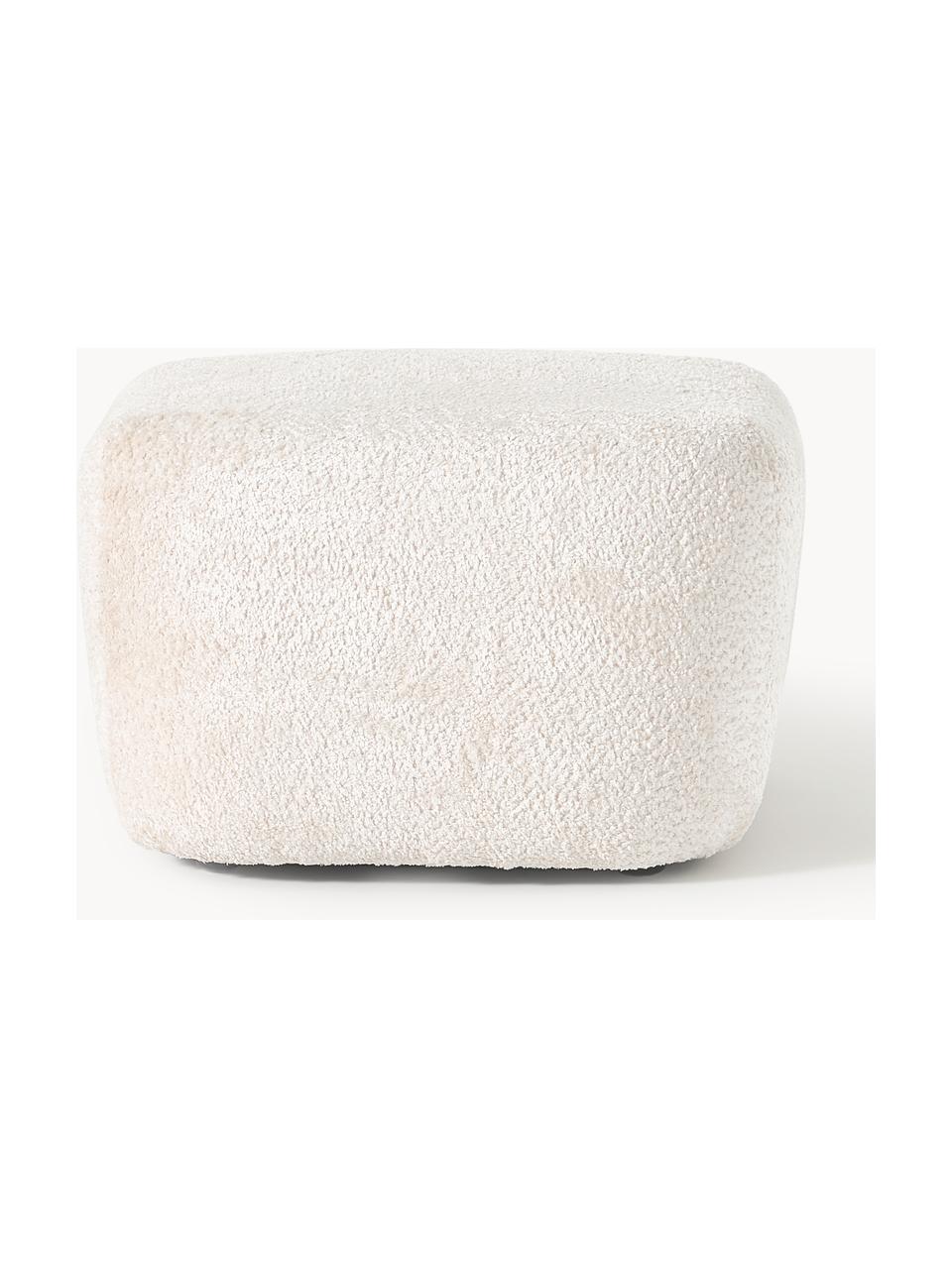 Pouf en peluche-bouclette Wolke, Peluche-bouclette blanc cassé, larg. 64 x haut. 41 cm