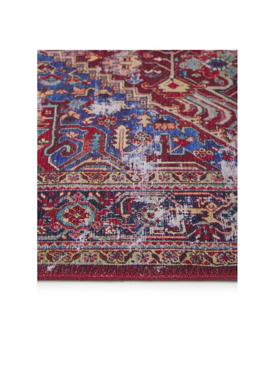 Tapis vintage Paulo, Rouge, bleu, beige