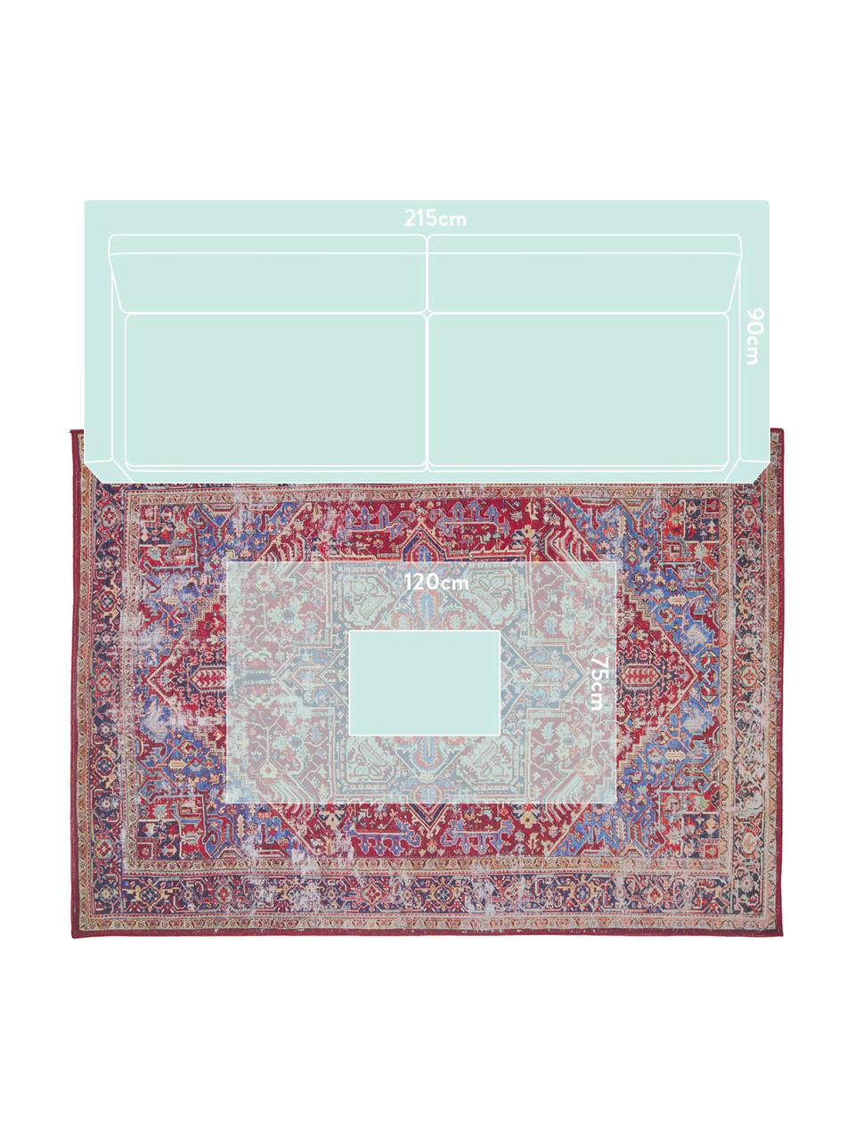 Tapis vintage Paulo, Rouge, bleu, beige