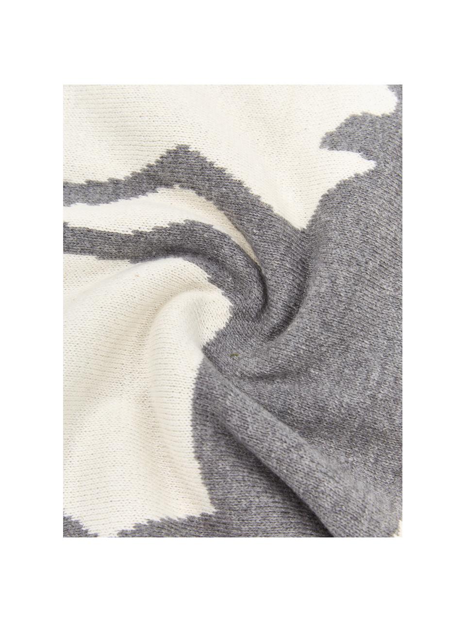 Copricuscino a maglia Moose, 100 % cotone, Bianco latte, grigio, Larg. 40 x Lung. 40 cm