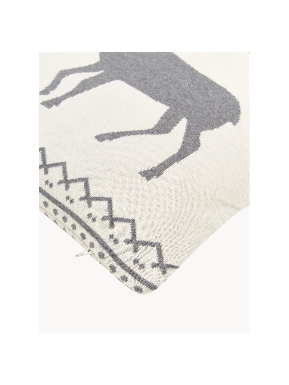 Pletená obliečka na vankúš Elg, 100 % bavlna, Lomená biela, sivá, Š 40 x D 40 cm