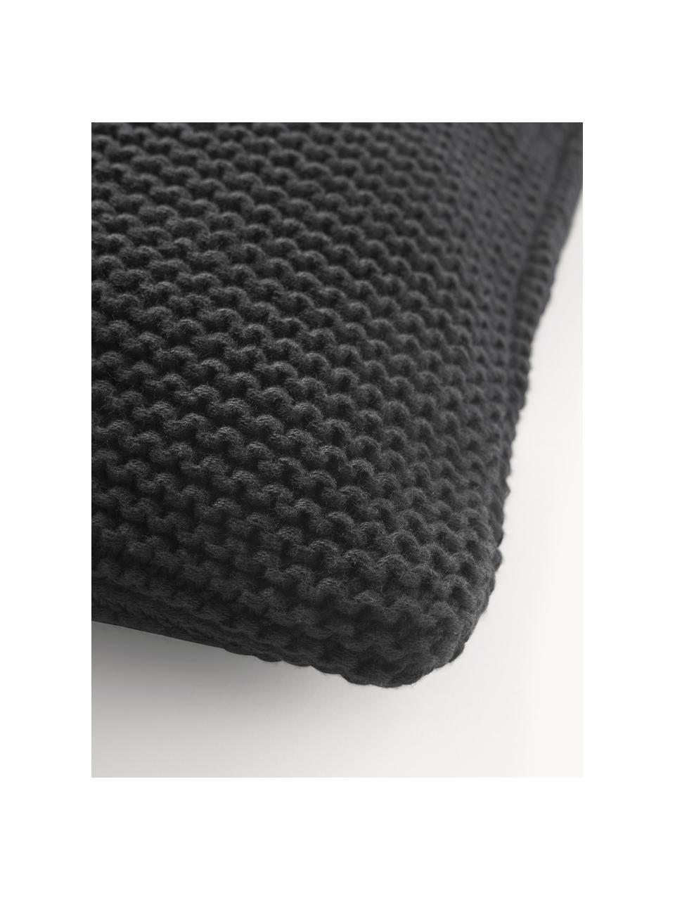 Pletený povlak na polštář z organické bavlny Adalyn, 100 % bio bavlna, s certifikátem GOTS, Černá, Š 40 cm, D 40 cm