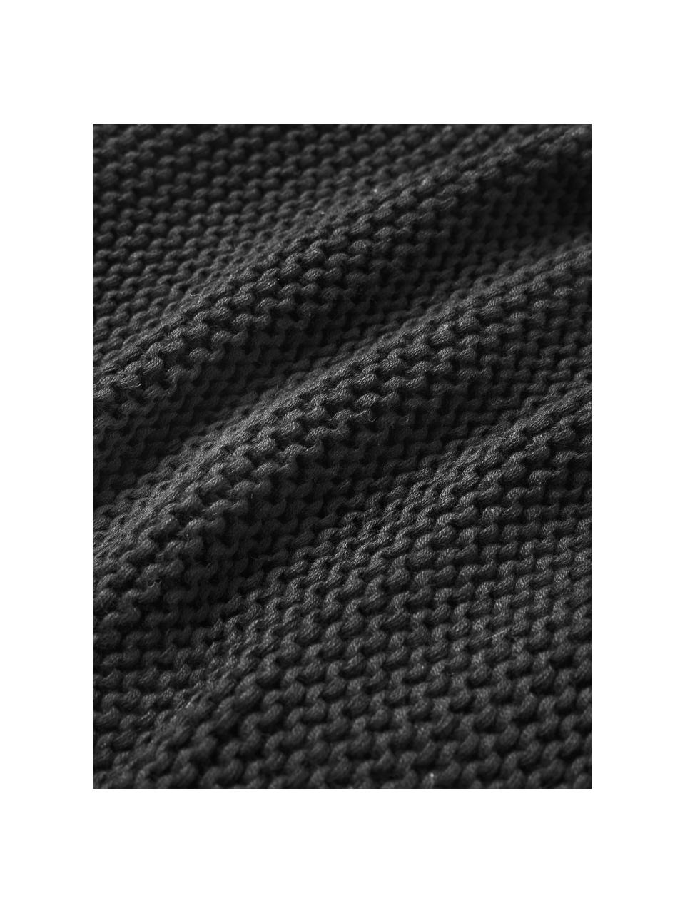 Housse de coussin en tricot de coton bio Adalyn, 100 % coton bio, certifié GOTS, Noir, larg. 40 x long. 40 cm