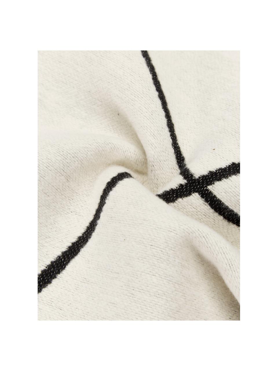 Baumwoll-Kissenhülle Nova mit abstraktem Print, Bezug: 85% Baumwolle, 8% Viskose, Cremeweiß, Schwarz, B 50 x L 50 cm