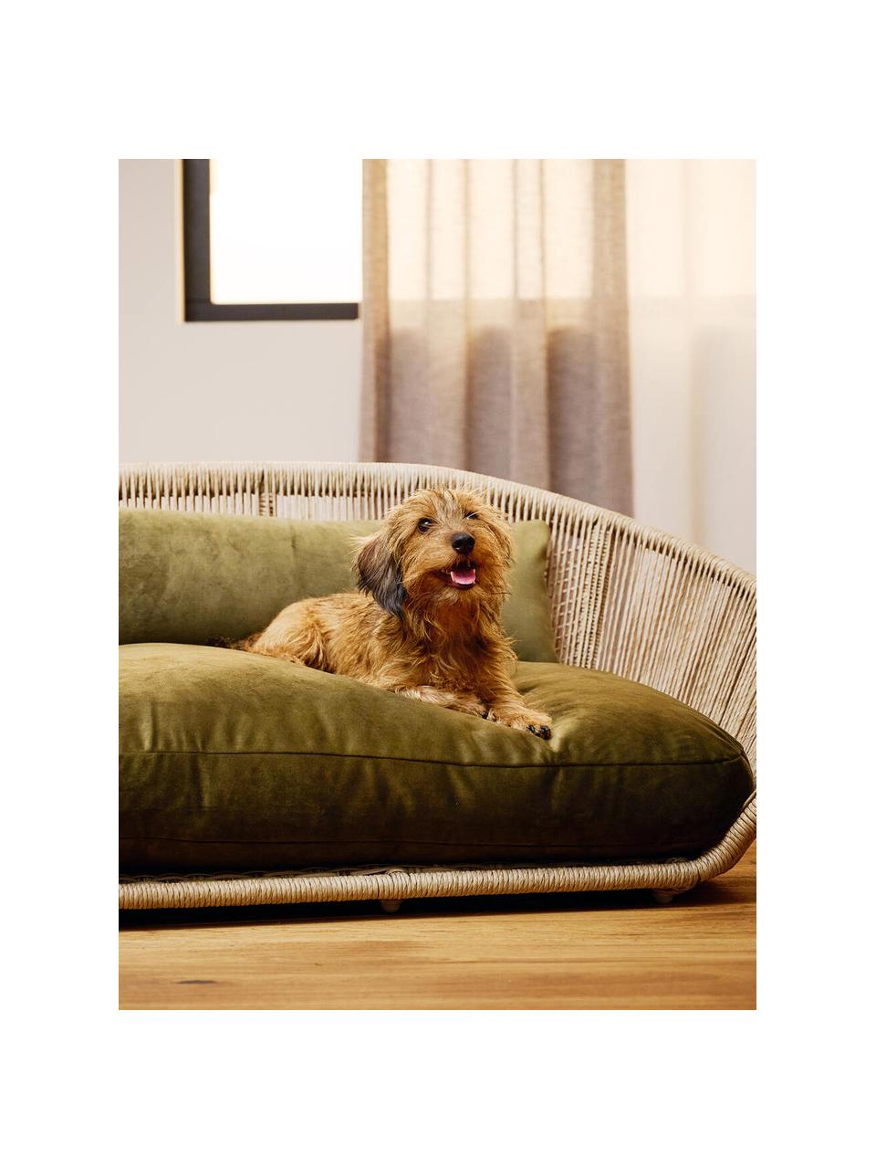 Panier pour chien intérieur-extérieur Vogue, Vert olive, beige, larg. 110 x prof. 74 cm