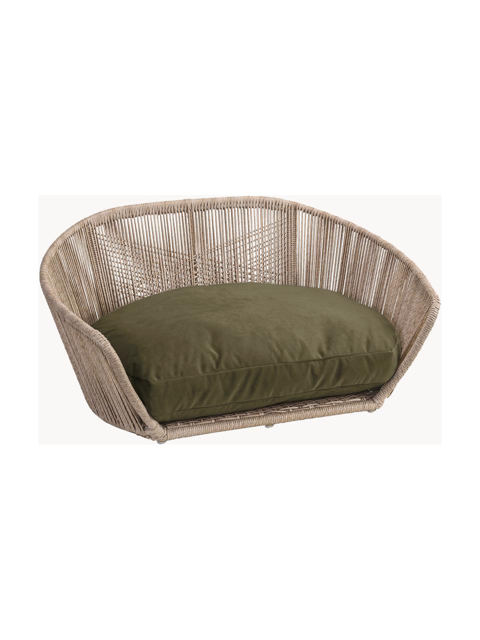 Panier pour chien intérieur-extérieur Vogue, Vert olive, beige, larg. 110 x prof. 74 cm