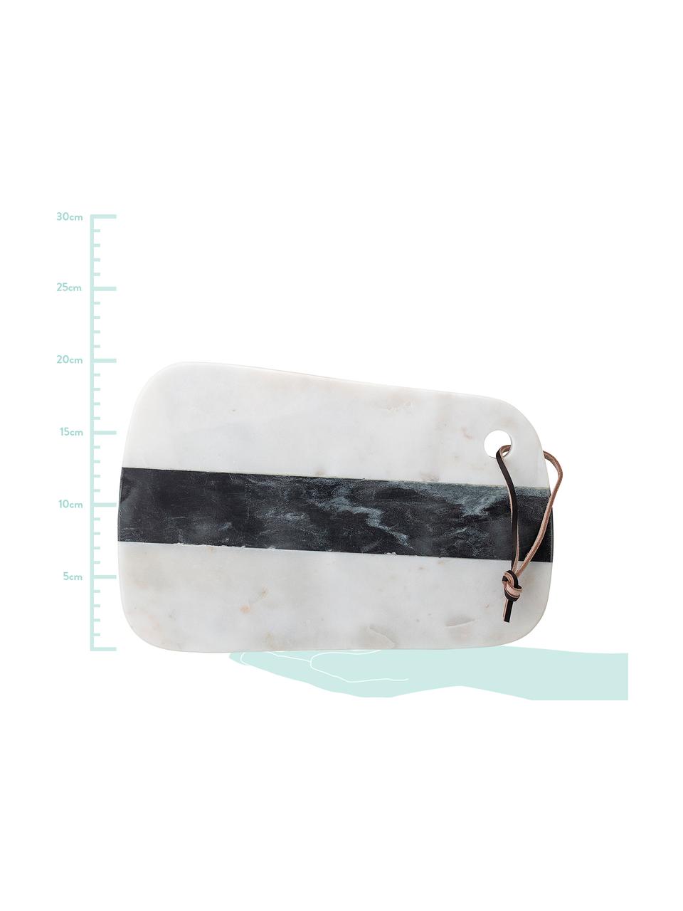 Marmeren snijplank Black and White, Ophanglus: leer, Zwart, wit, 20 x 31 cm