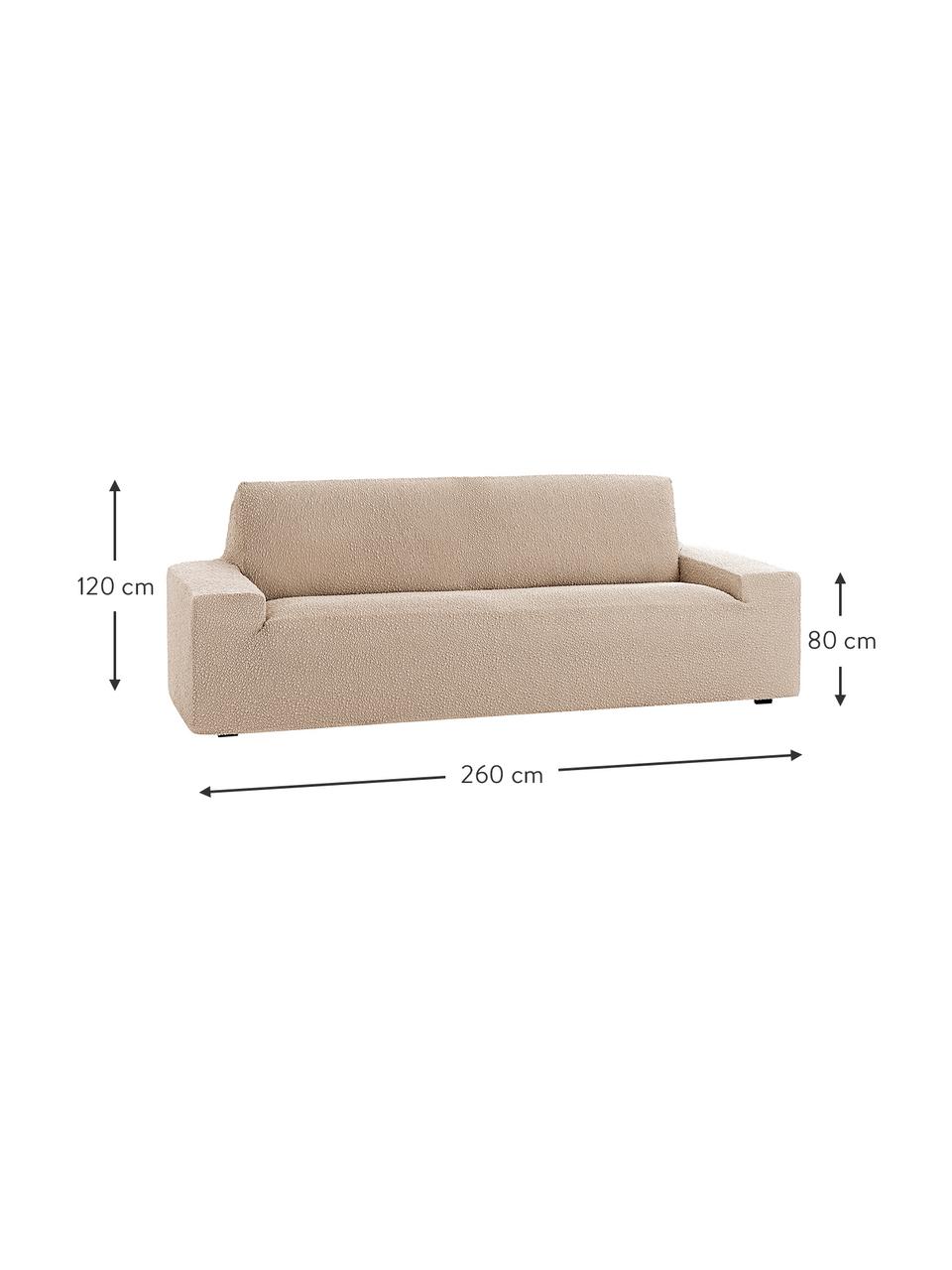 Housse de canapé Roc, 55 % polyester, 35 % coton, 10 % élastomère, Beige, larg. 260 x haut. 120 cm