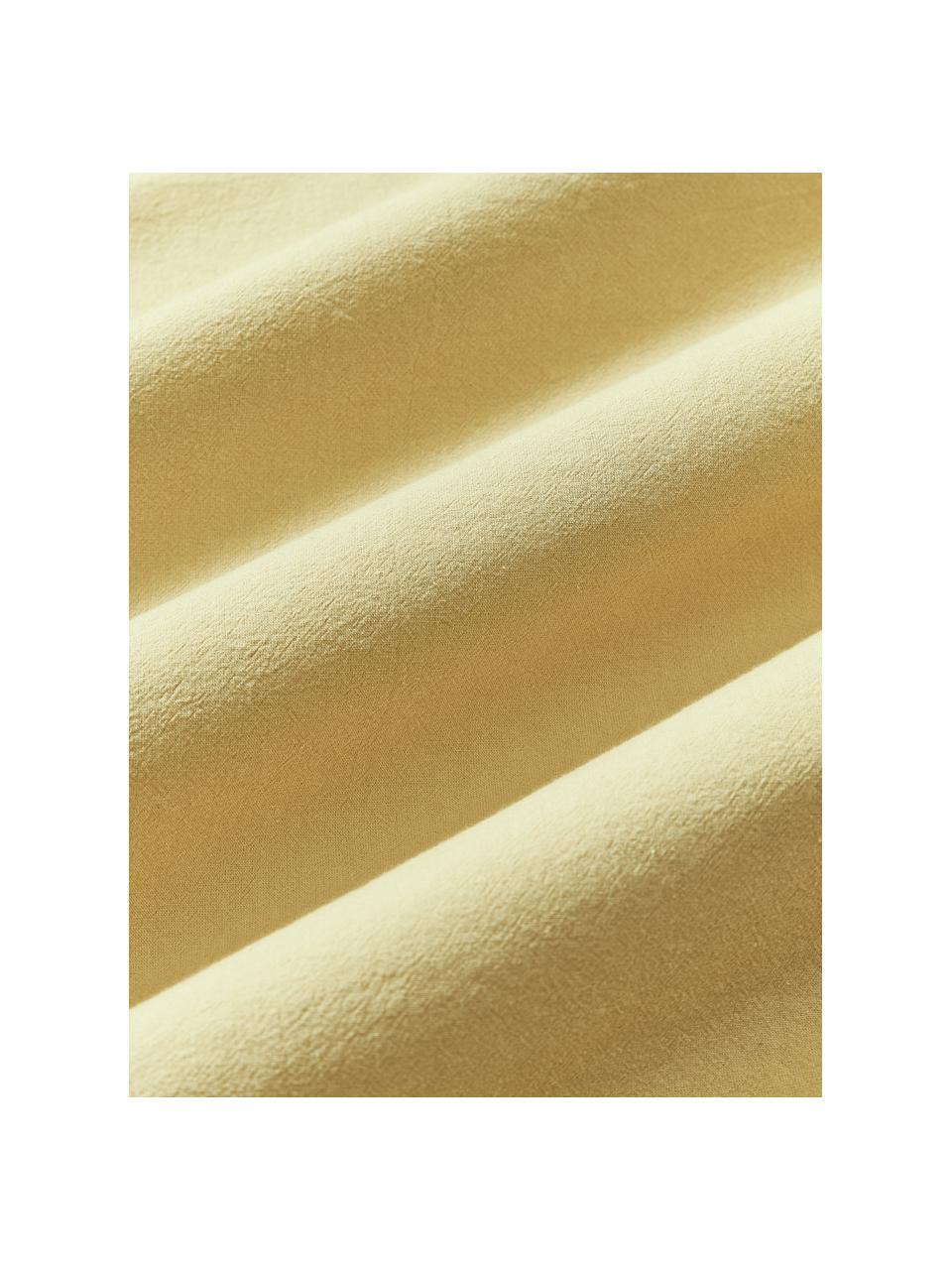 Drap plat en percale de coton Abra, Jaune moutarde, larg. 240 x long. 280 cm